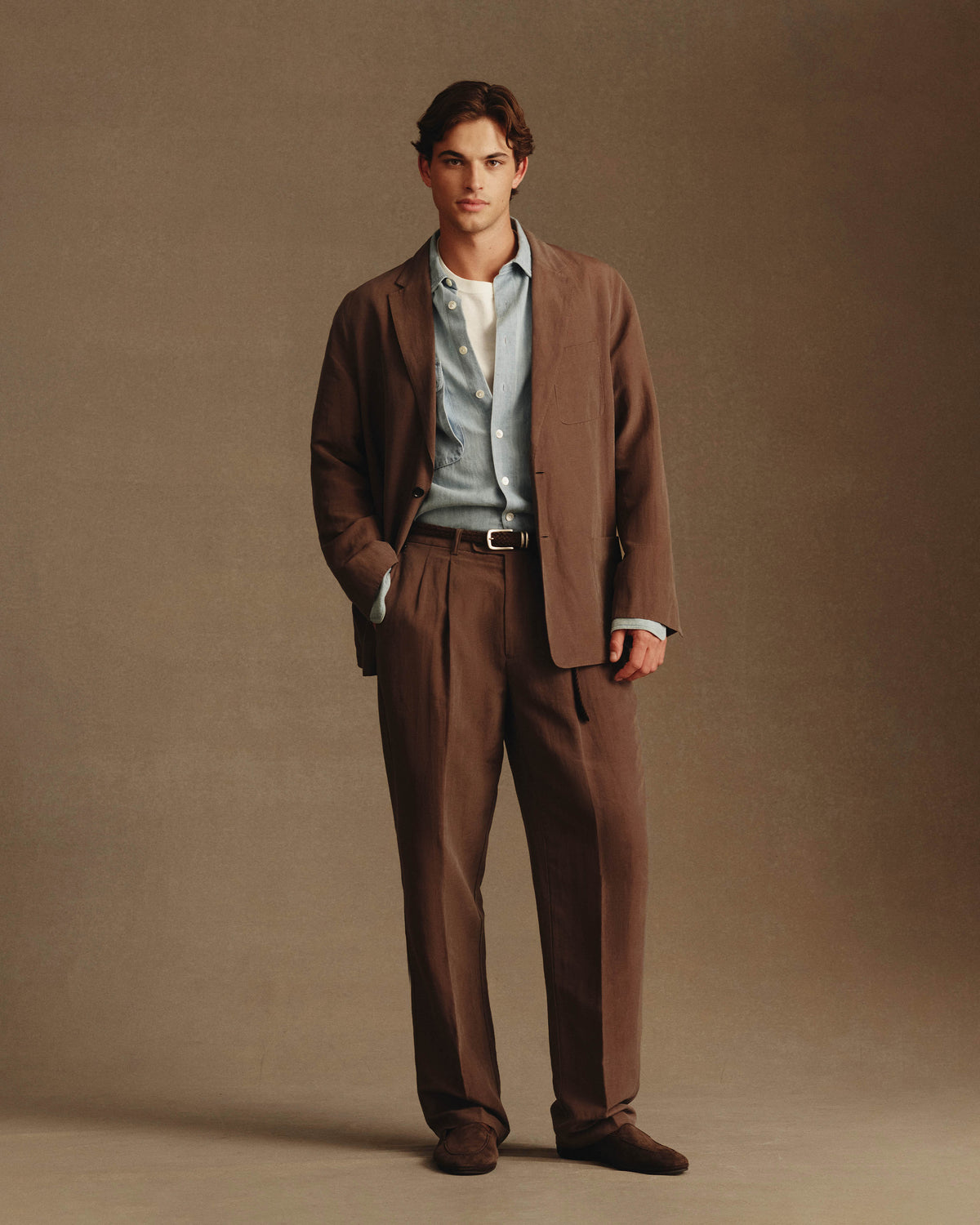 Slack Jacket - Chocolate Silk Linen