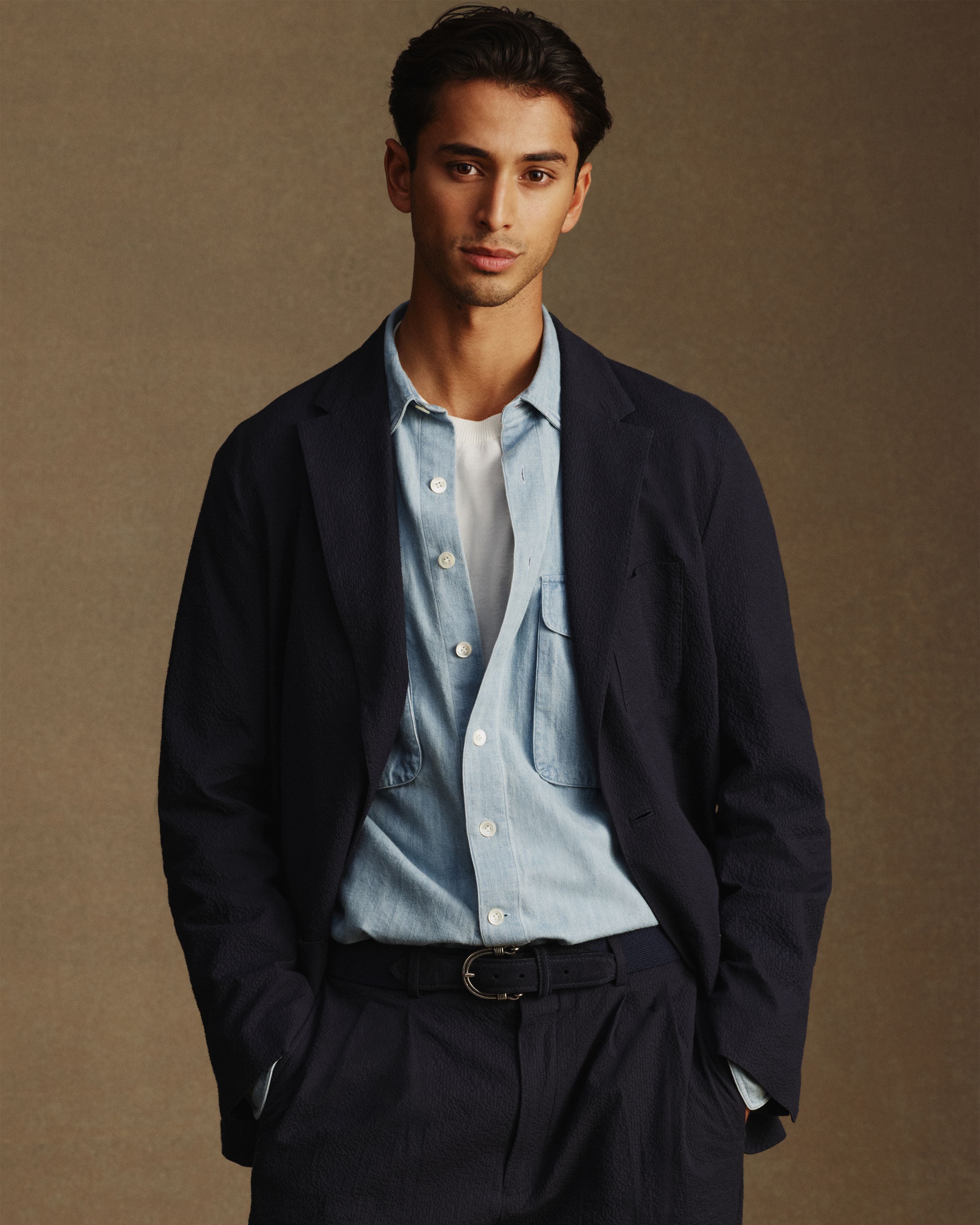 Slack Jacket - Navy Seersucker