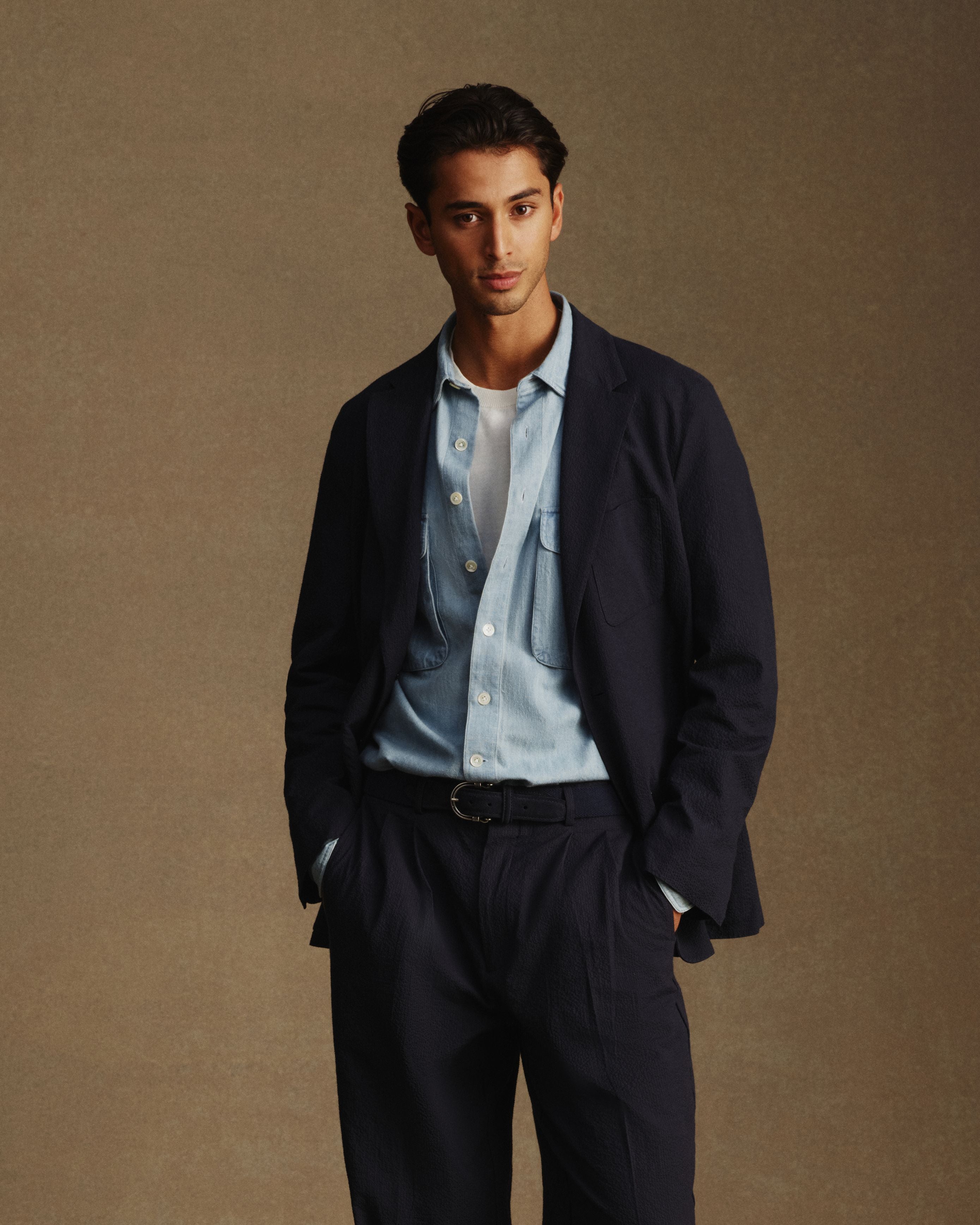 Slack Jacket - Navy Seersucker