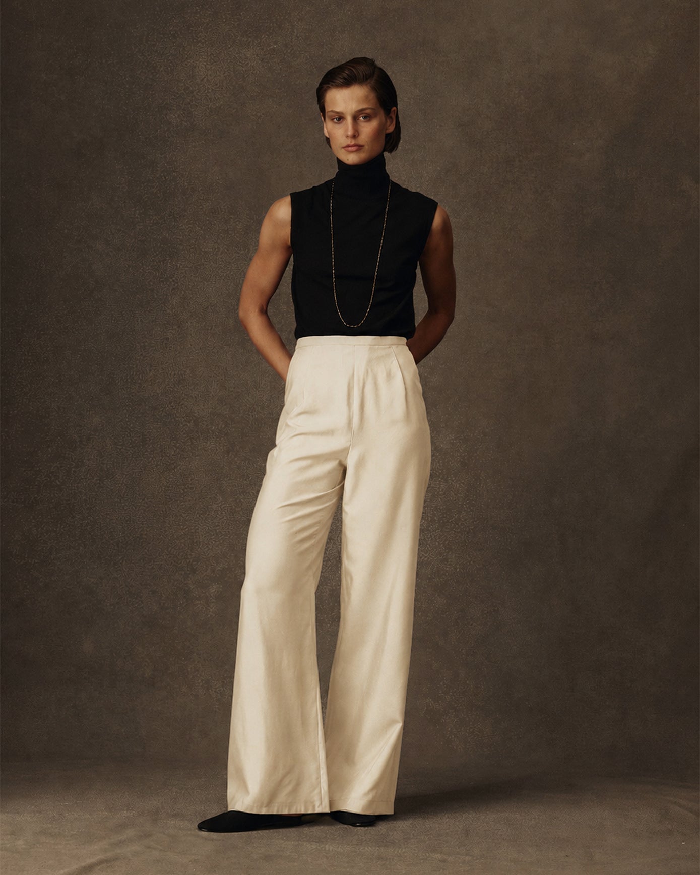Sofia Trouser - Beige Dupioni