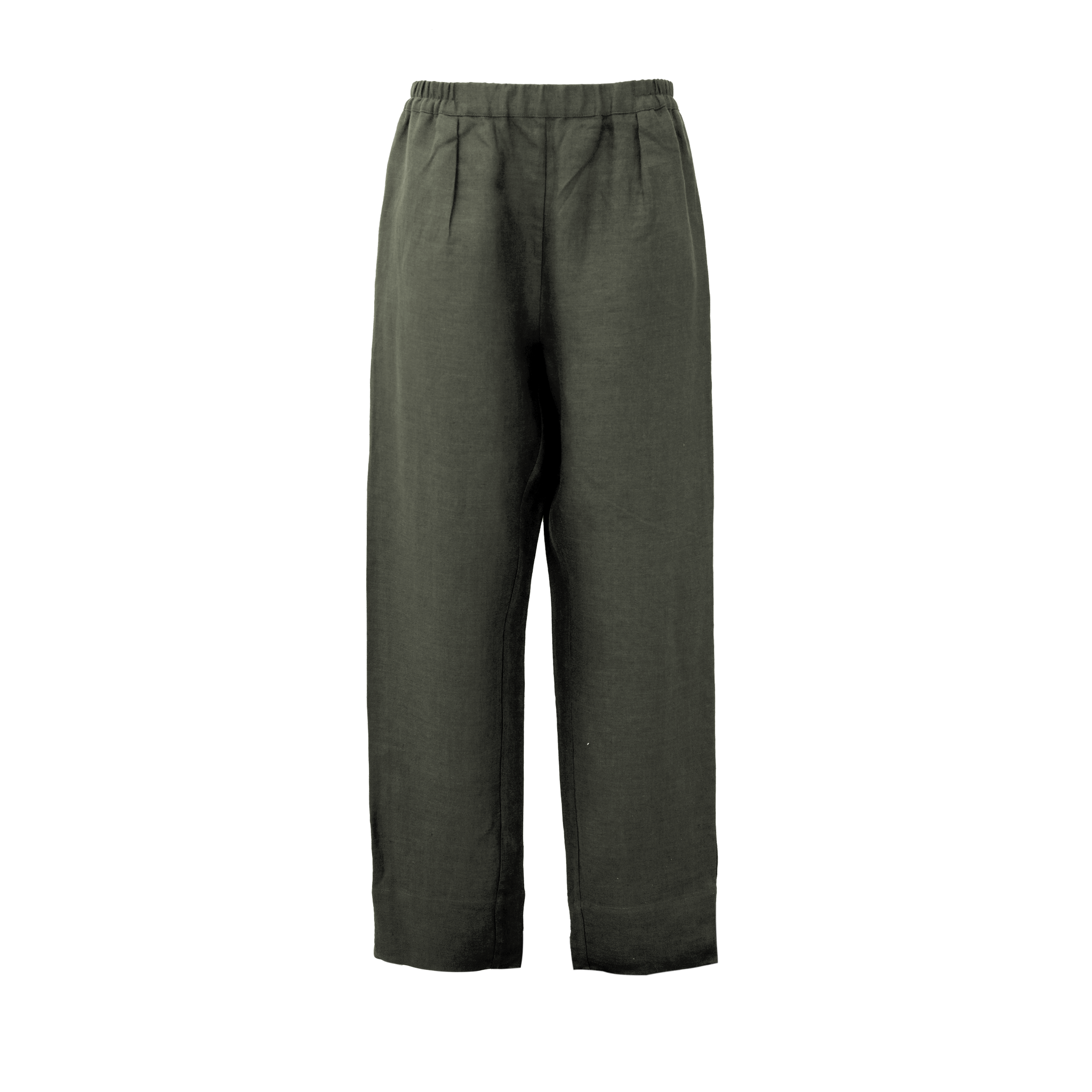 Dark Green Twill Linen Resort Pants