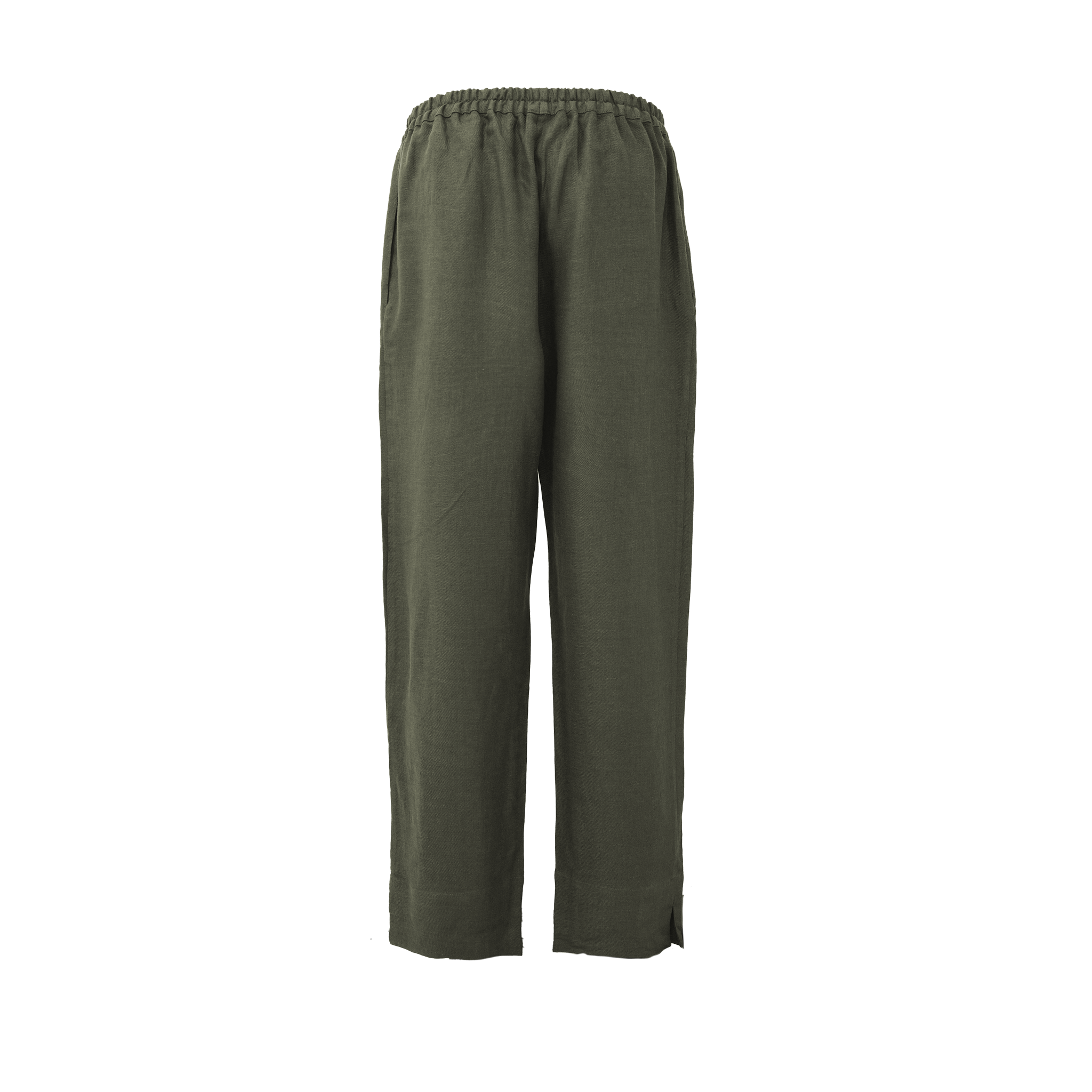 Dark Green Twill Linen Resort Pants