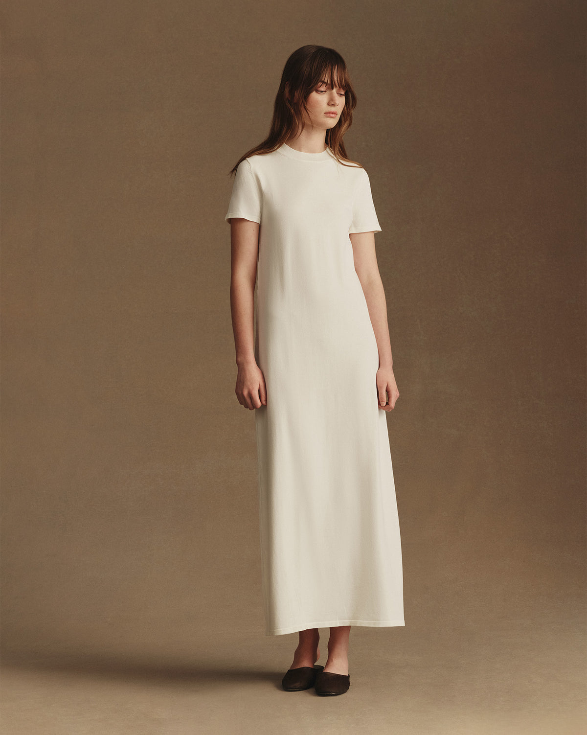 Crepe Knit Tee Dress - Off White