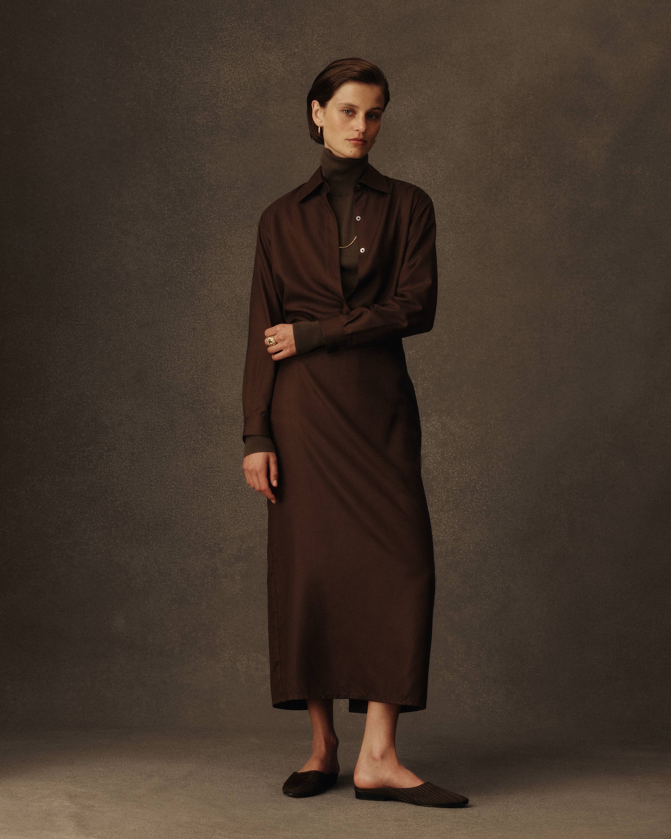 Tia Skirt - Chocolate Dupioni