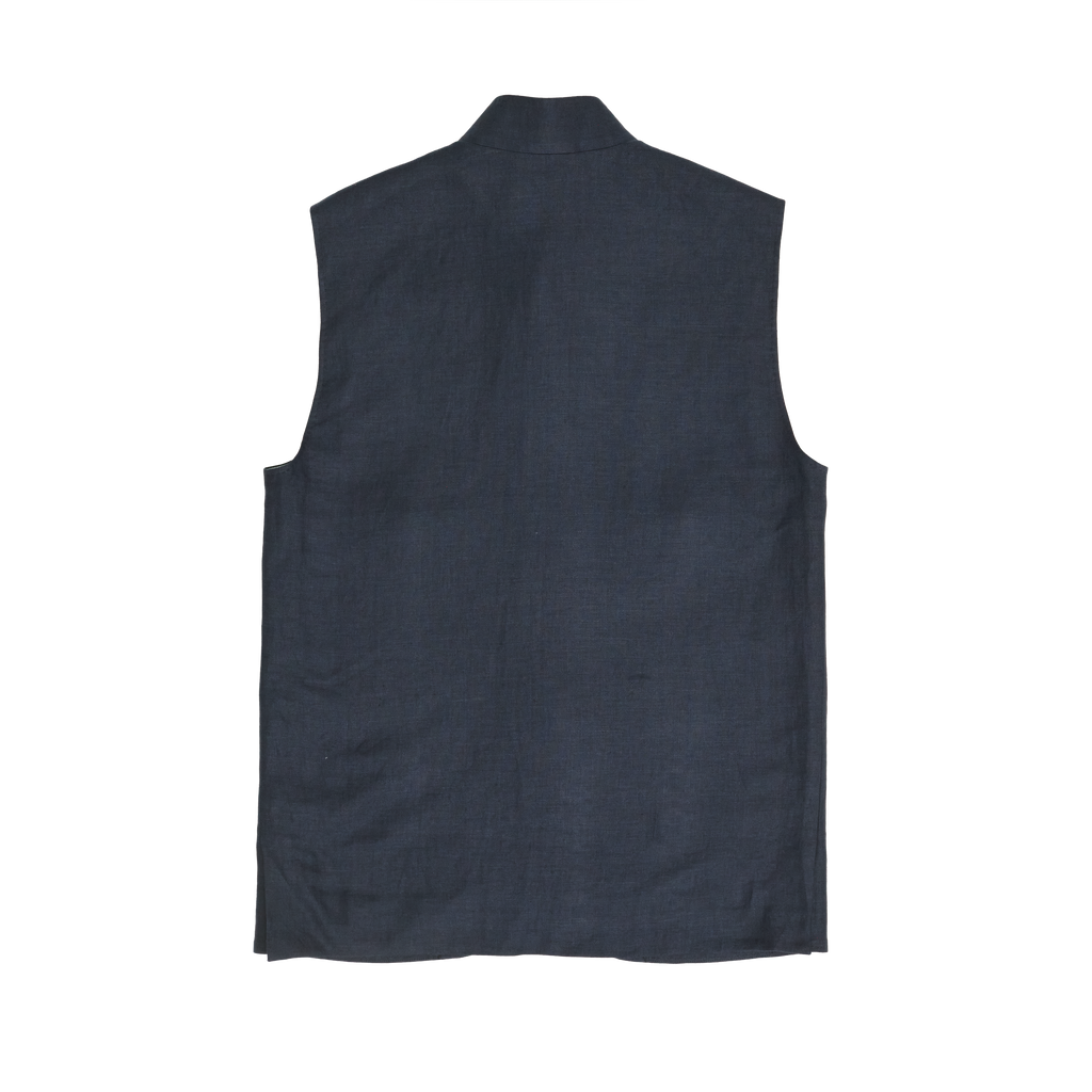 Navy Twill Linen Corbu Vest