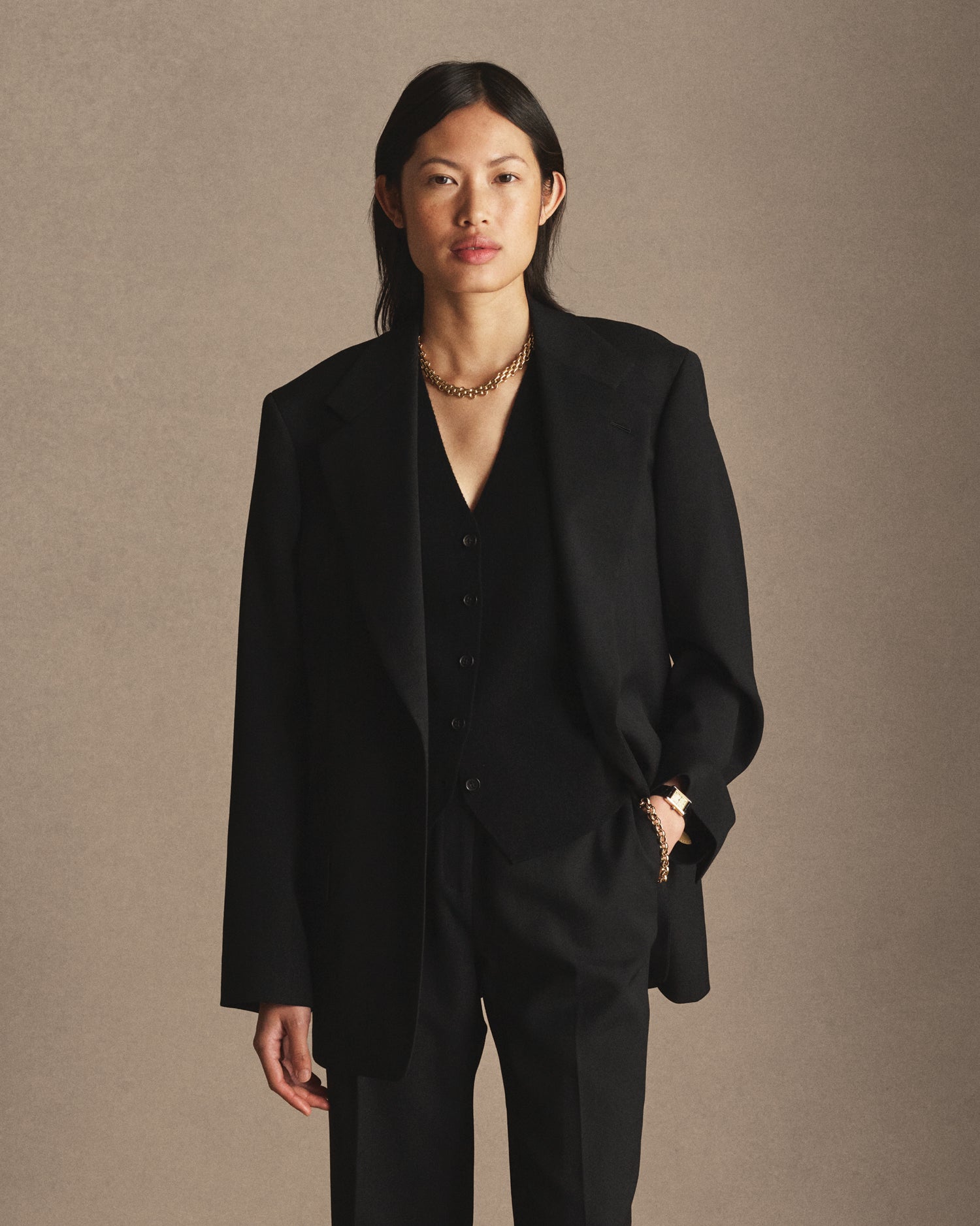 Merino Knit Waistcoat - Black | P Johnson