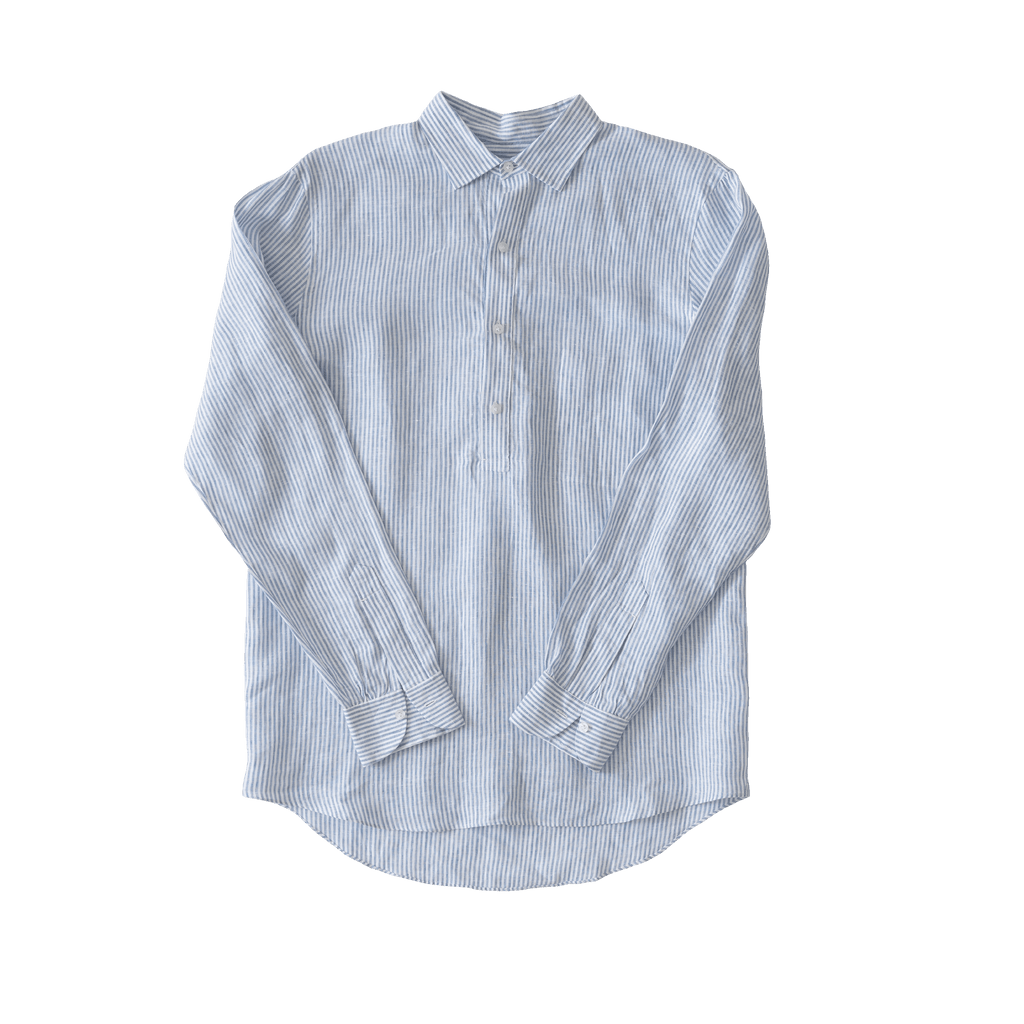 Mid Blue Stripe Linen Popover