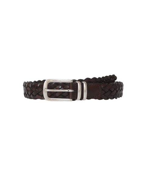 Woven Leather Belt - Chocolate