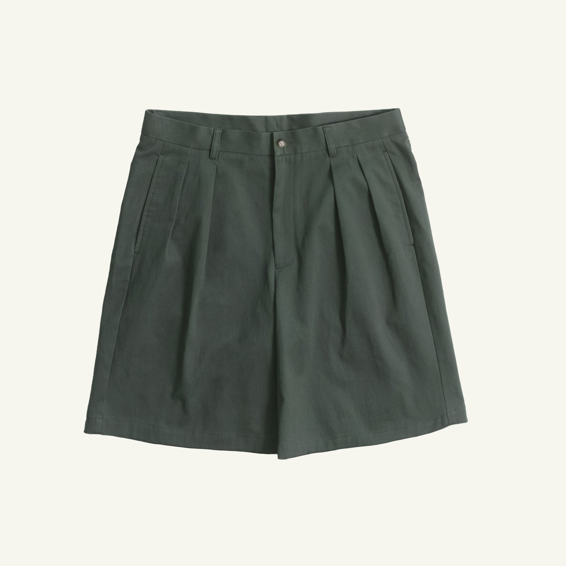 Double Pleated Chino Shorts - Sage Green | P Johnson