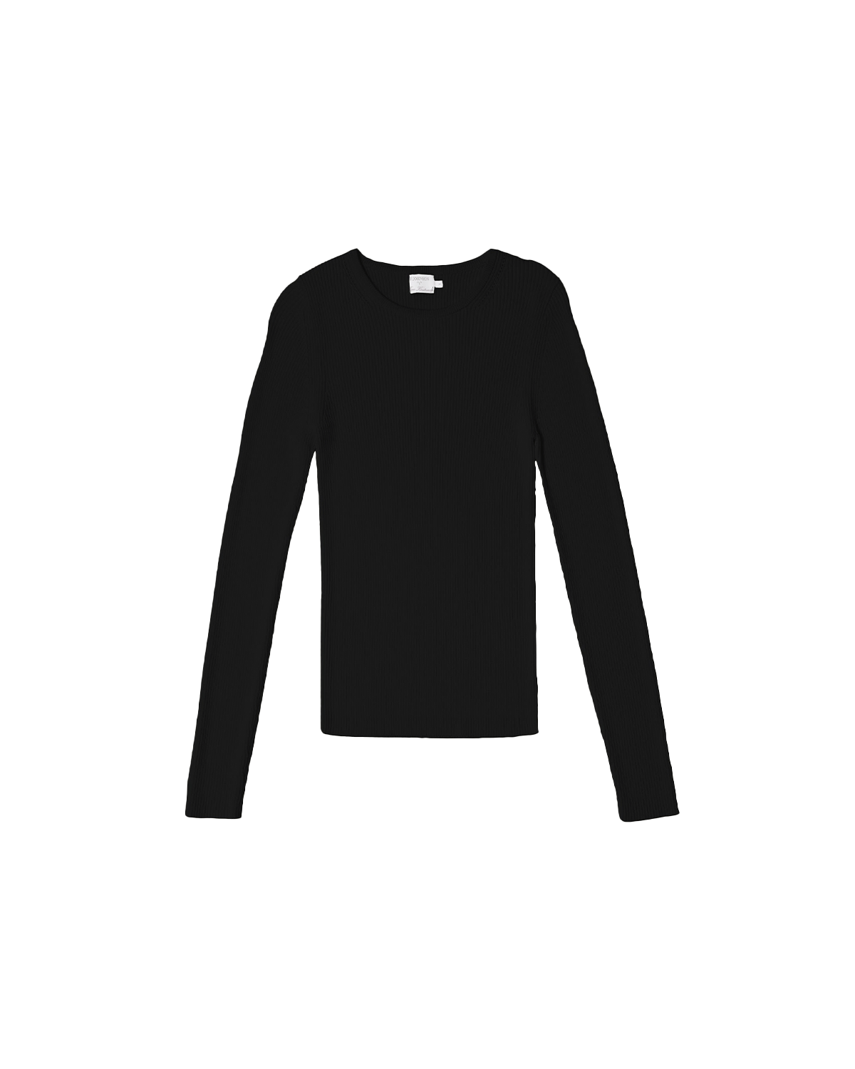 Georgia Rib Knit Long Sleeve Tee - Black