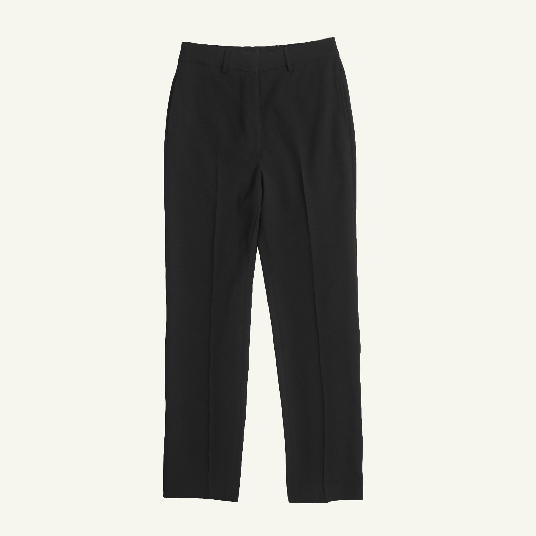 Georgia Straight Trouser - Black Wool Twill