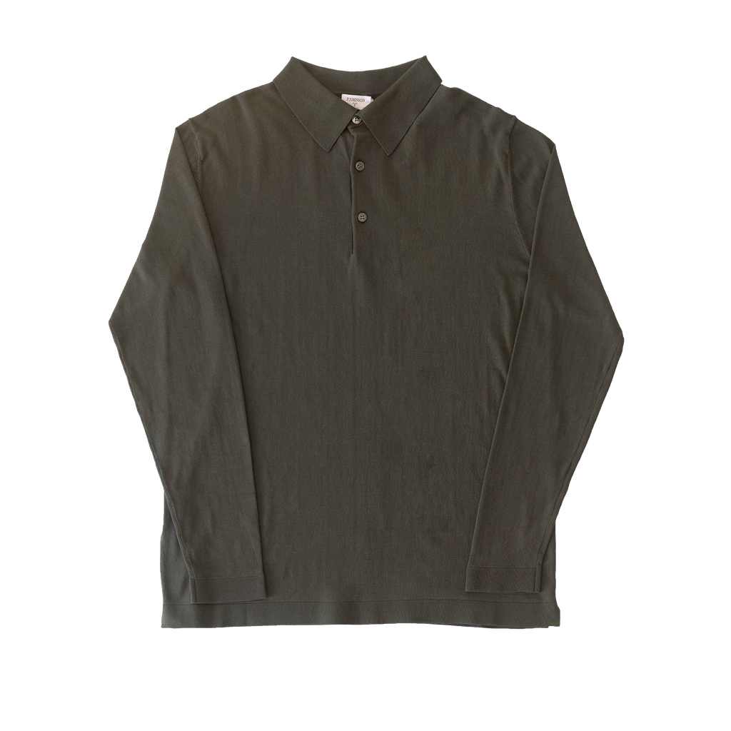 Green Ice Cotton Long Sleeve Polo