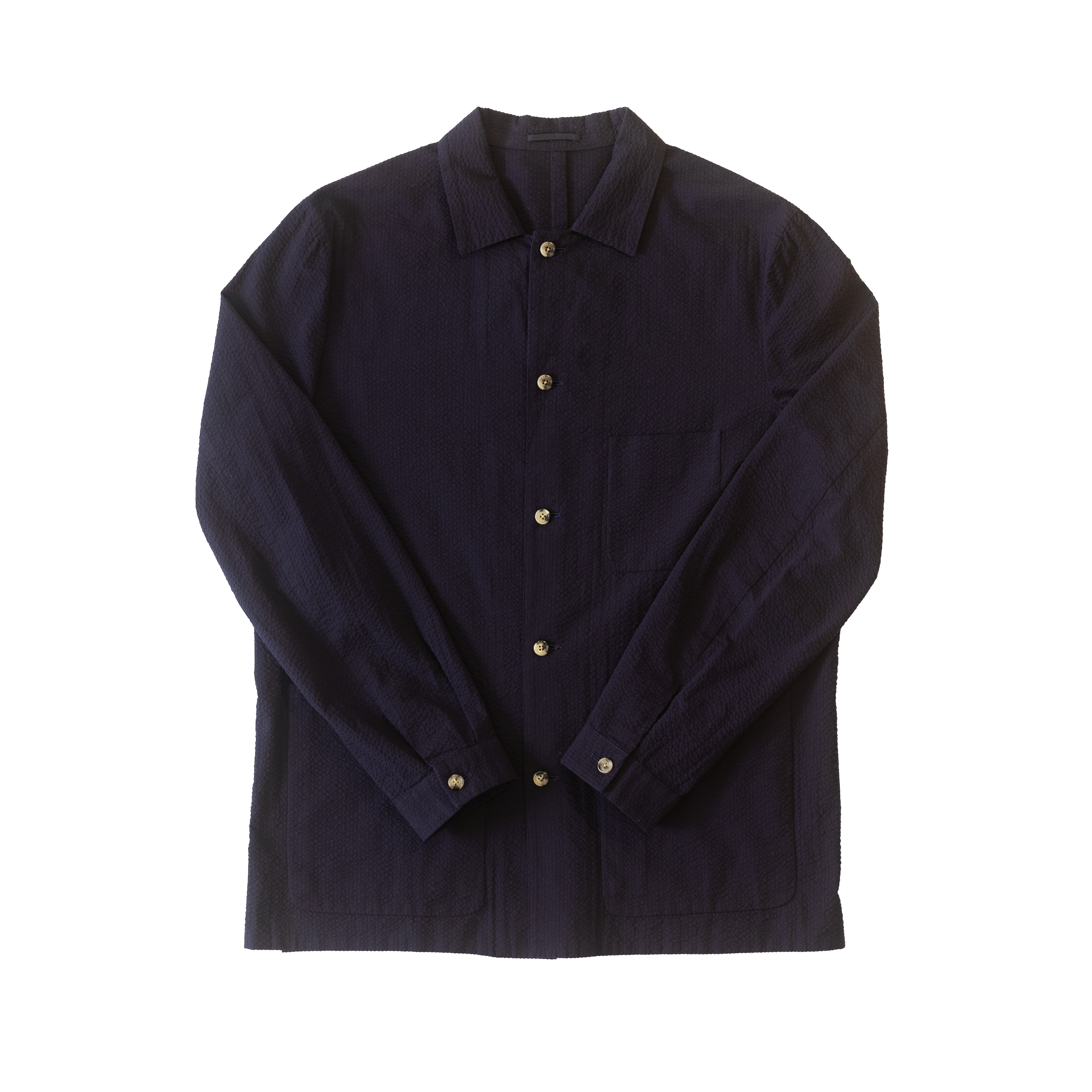 Navy Seersucker Shirt Jacket