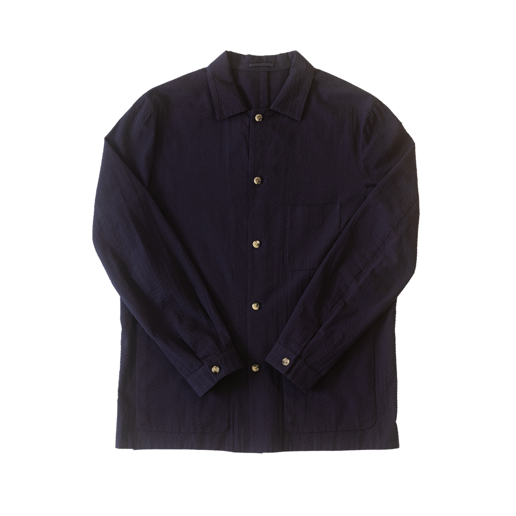 Navy Seersucker Shirt Jacket