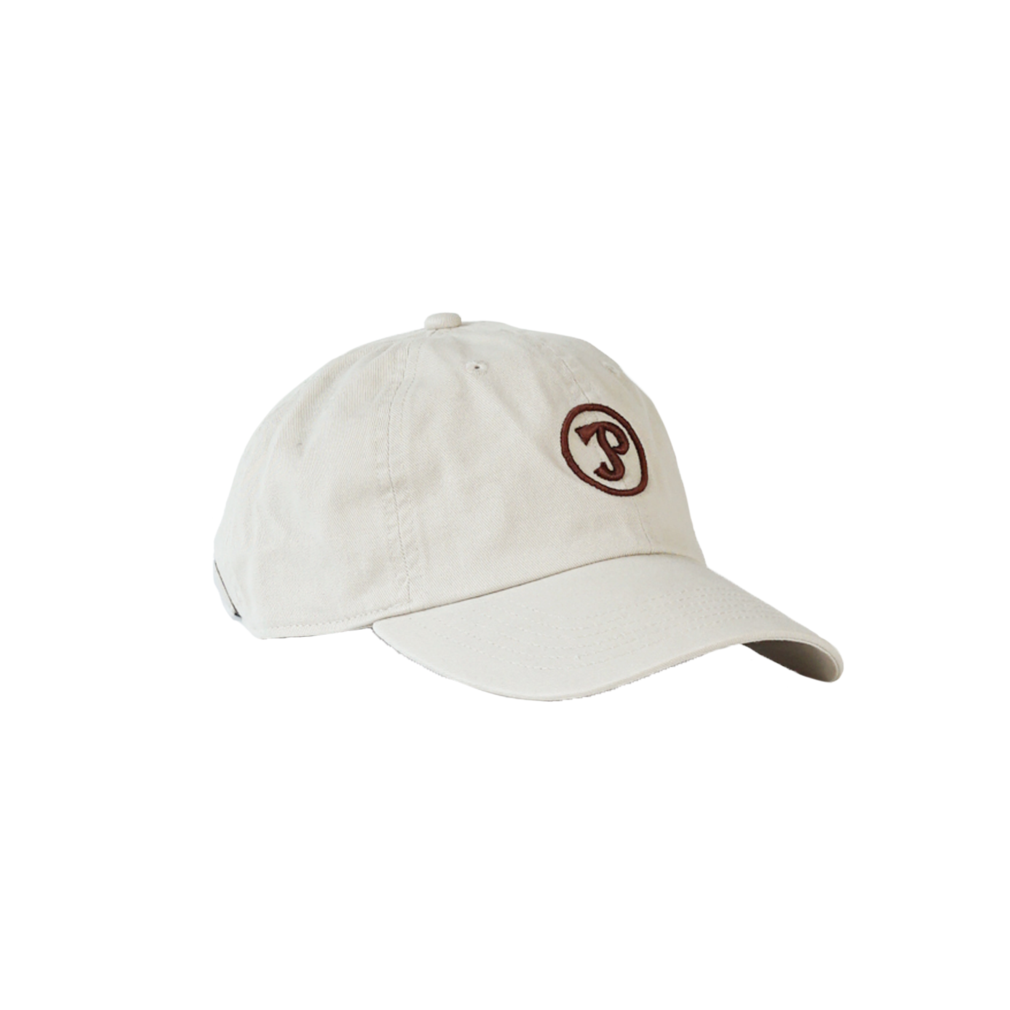 P Johnson Beige Dad Cap with Wine Sporting Logo