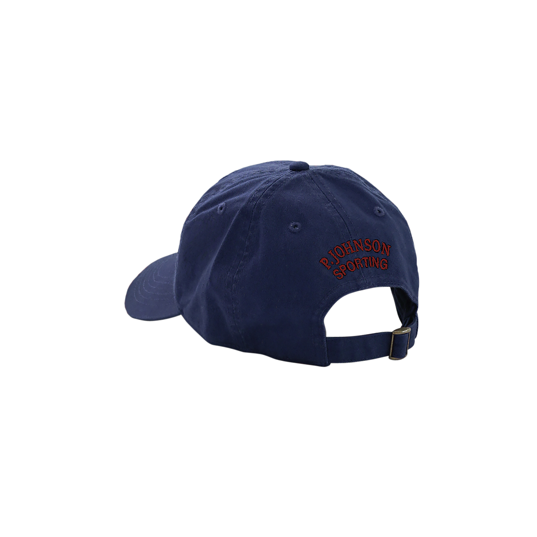 P Johnson Navy Dad Cap with Wine Sporting Logo