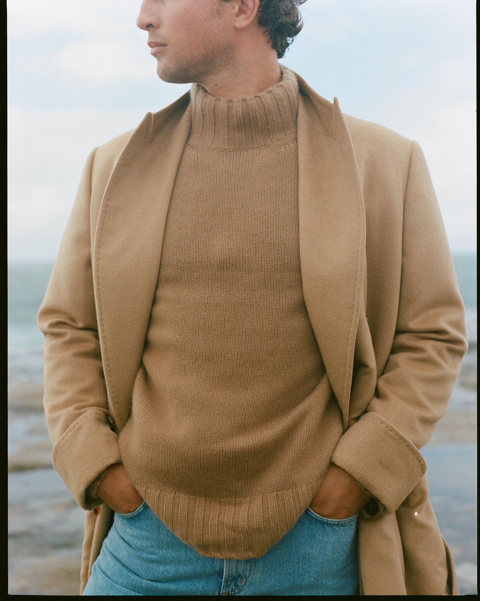 P Johnson Camel Cashmere Alpine Sweater