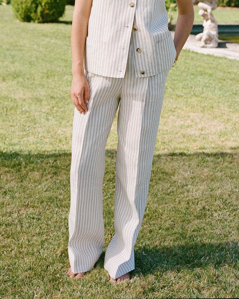 Natural Stripe Linen Perriand Trousers