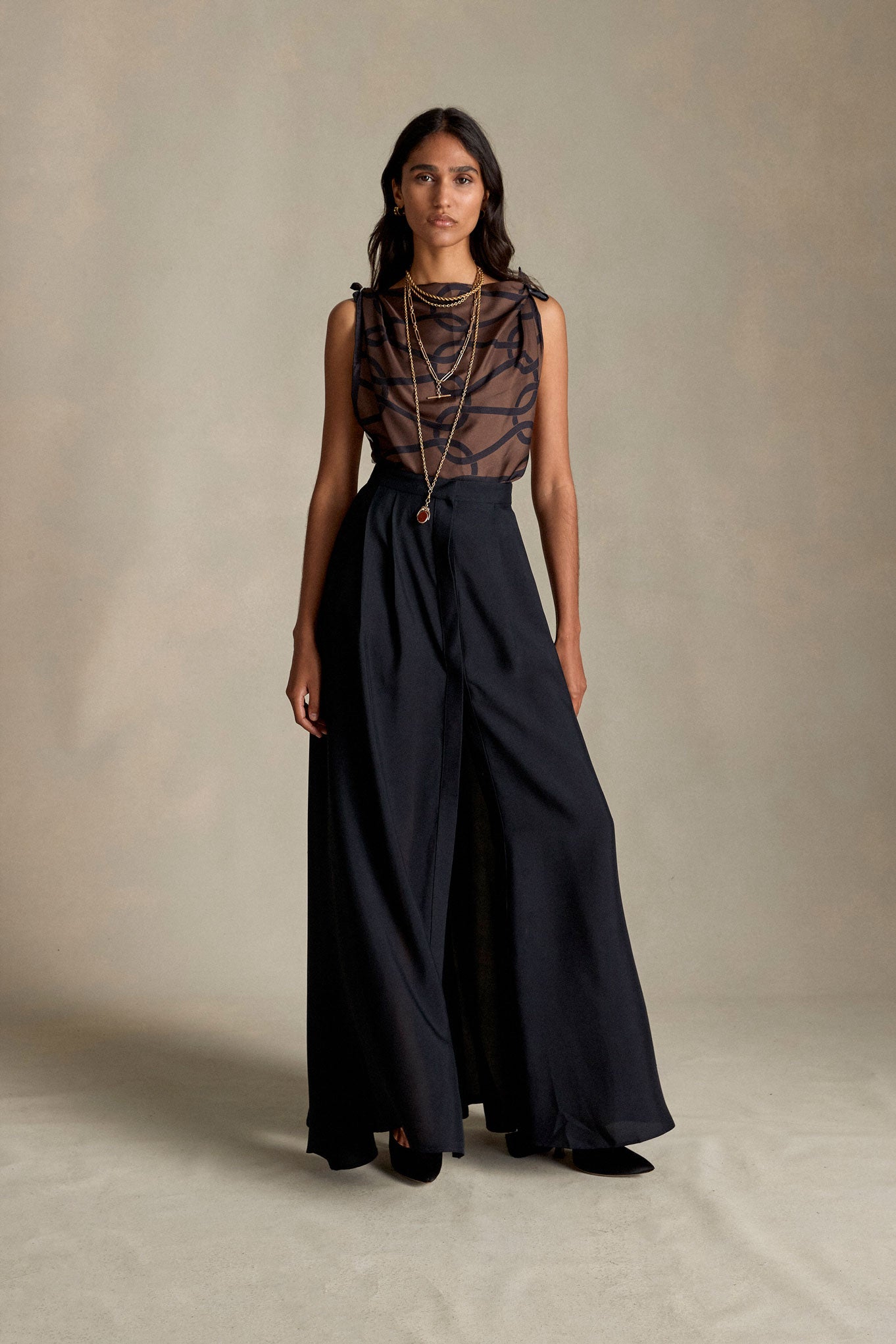 P Johnson Black on Chocolate Chain Silk Scarf