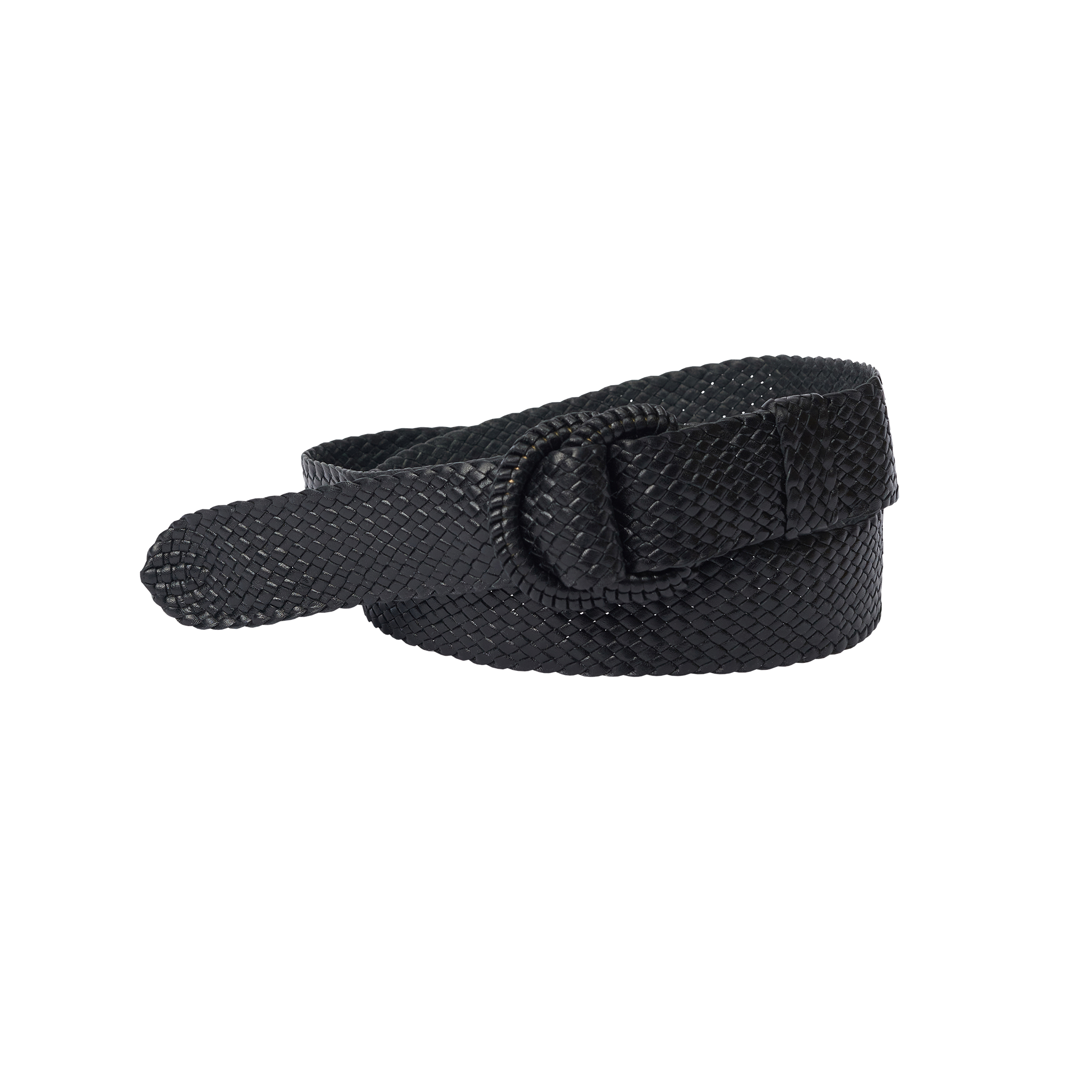 P Johnson Black Braided Kangaroo Leather Belt