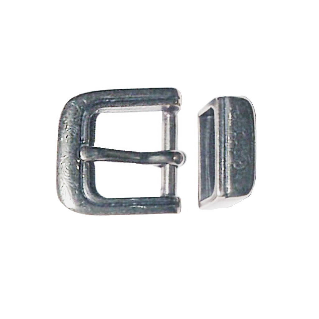 Pewter Squared Fleur 2pc Buckle Set - 20mm