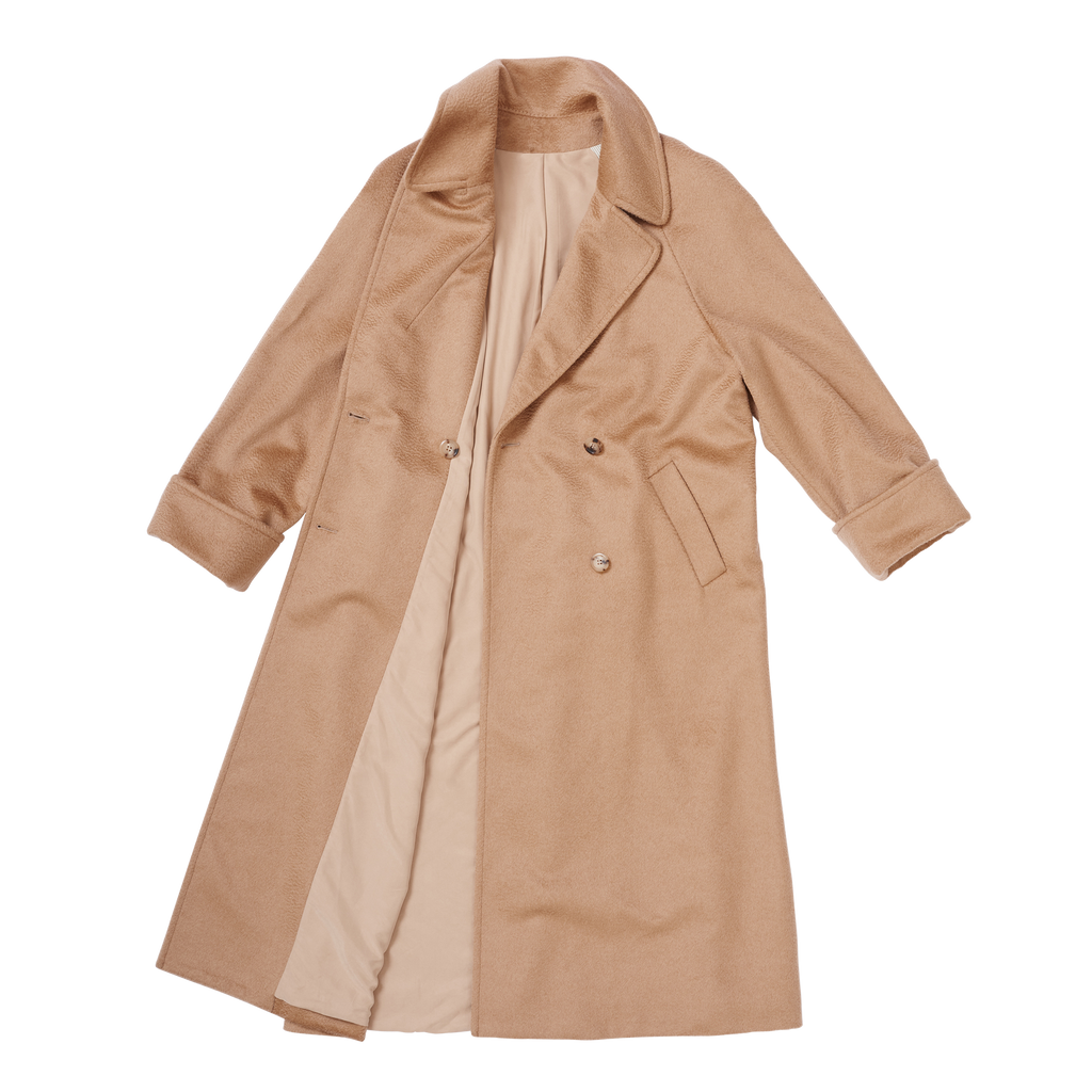 P Johnson Camel Hair Double Breasted Raglan Overcoat