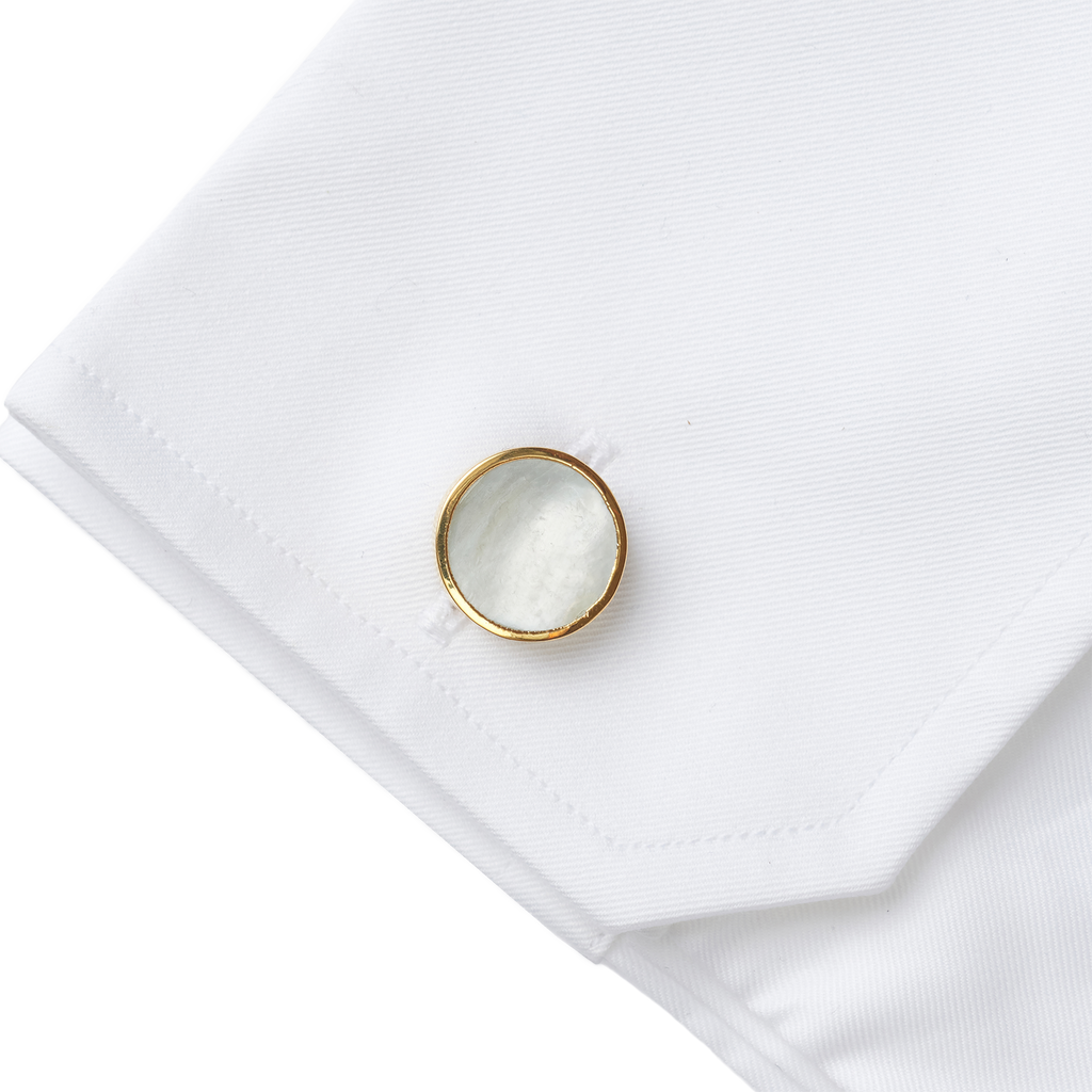 P Johnson White Mother of Pearl Cuff Links