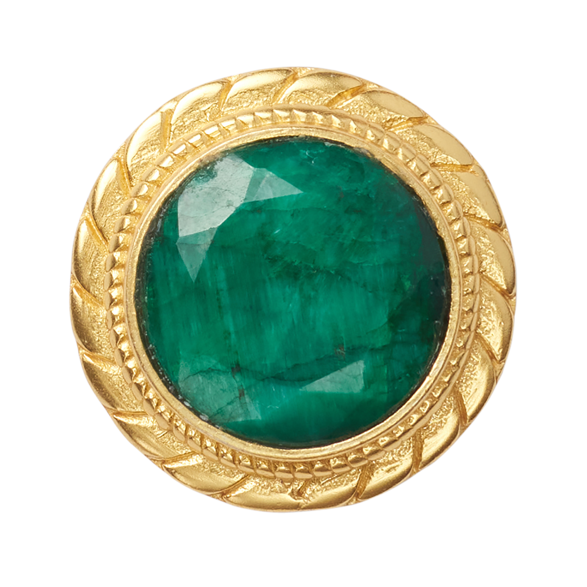 P Johnson Green Stone Button Large