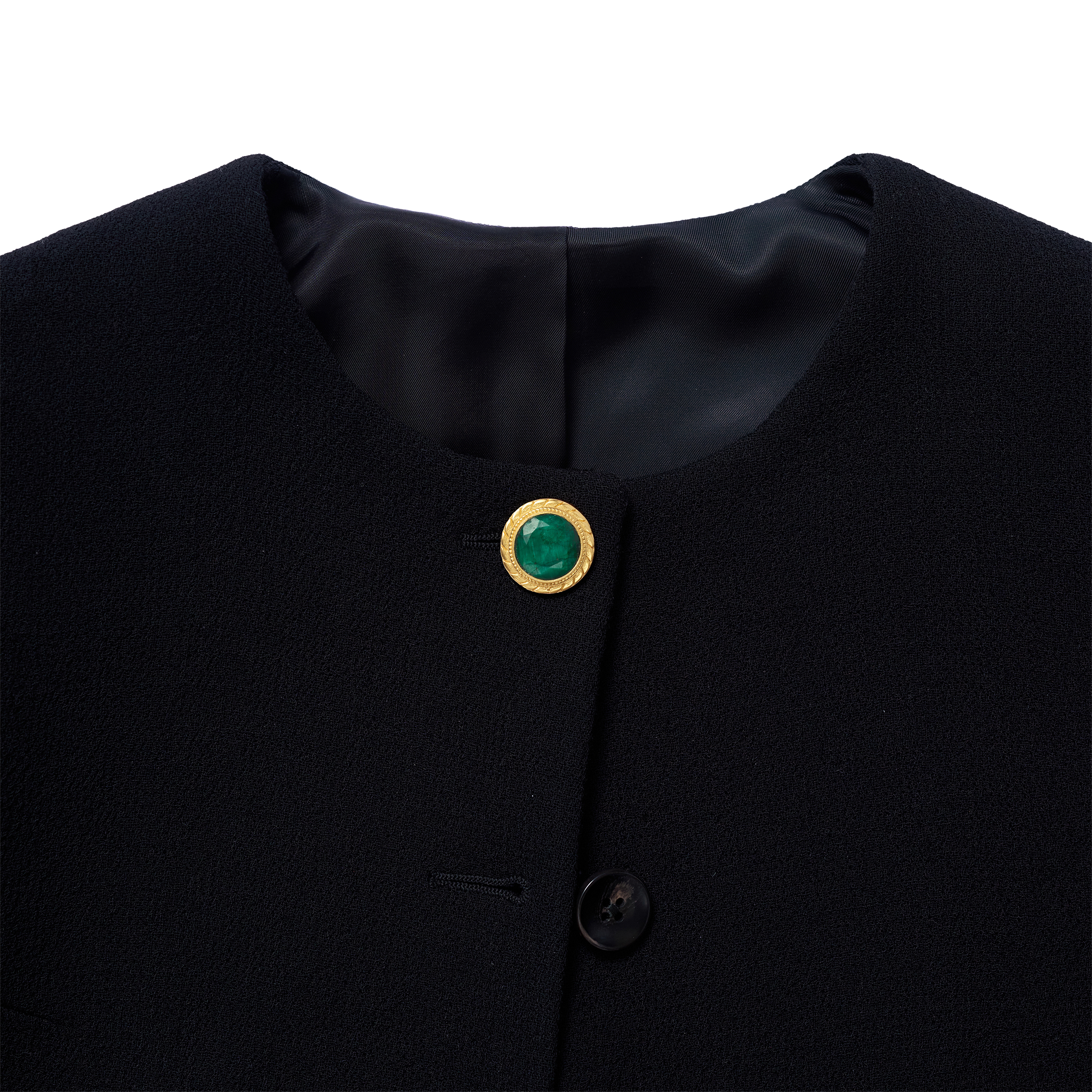 P Johnson Green Stone Button Large