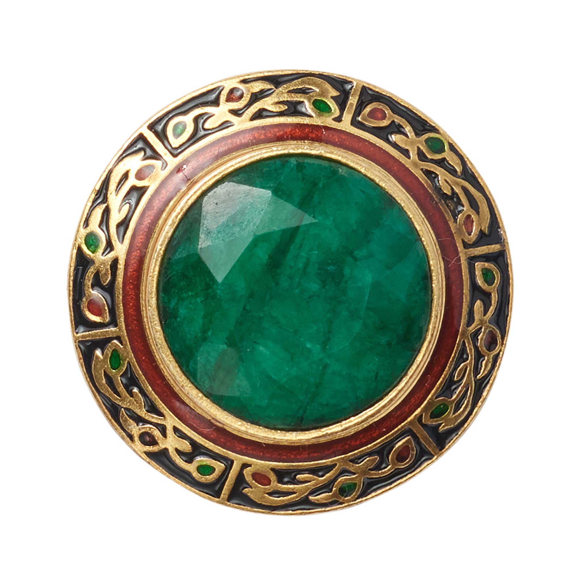 P Johnson Green Stone w/ Enamel Button Large