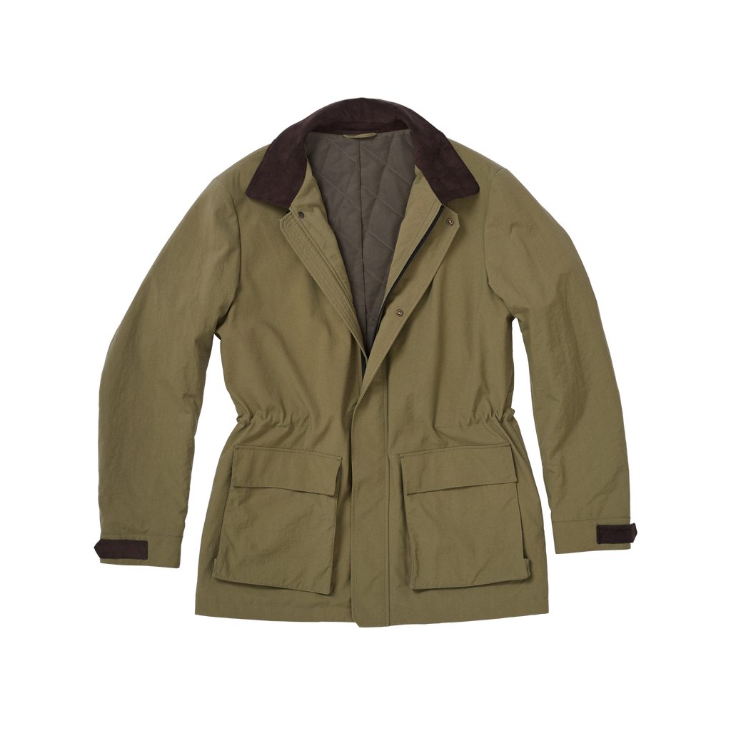 P Johnson Olive Nylon Oxford Quilted Field Jacket