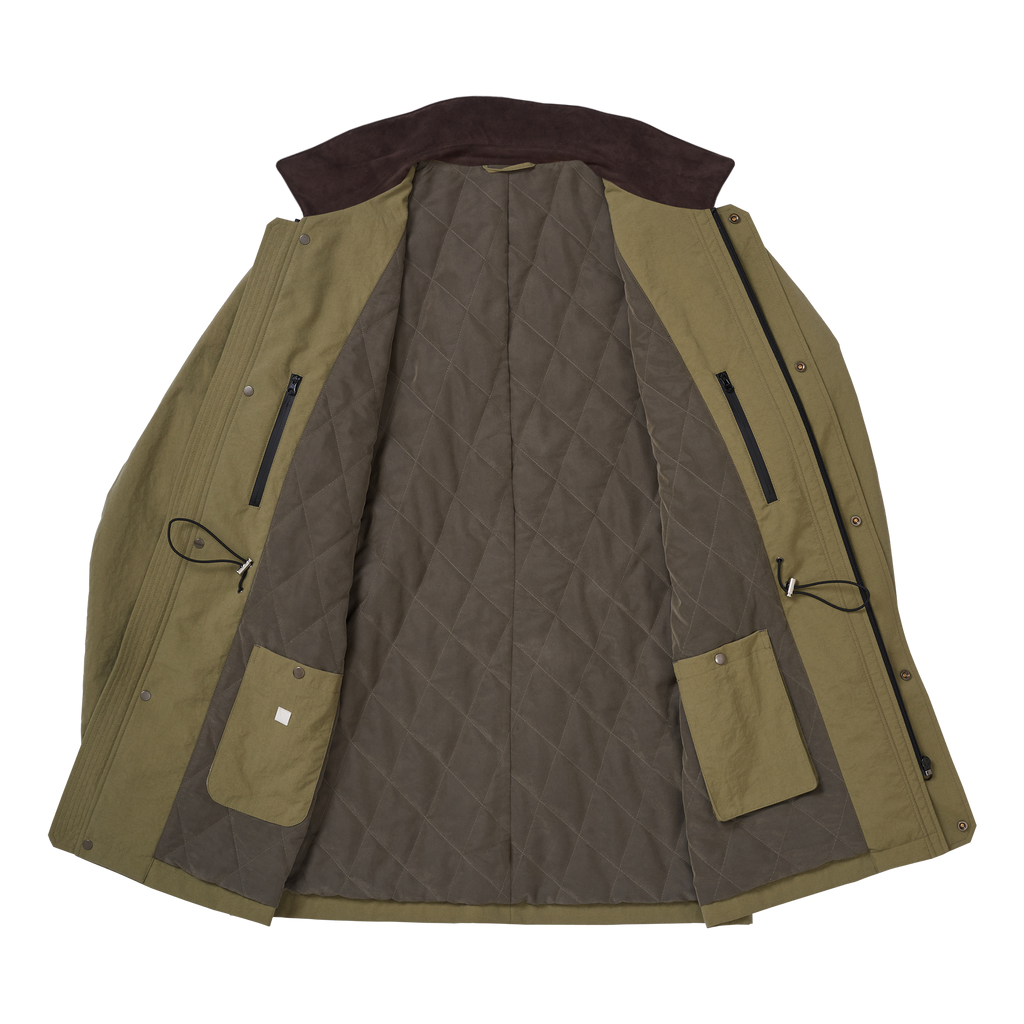 P Johnson Olive Nylon Oxford Quilted Field Jacket