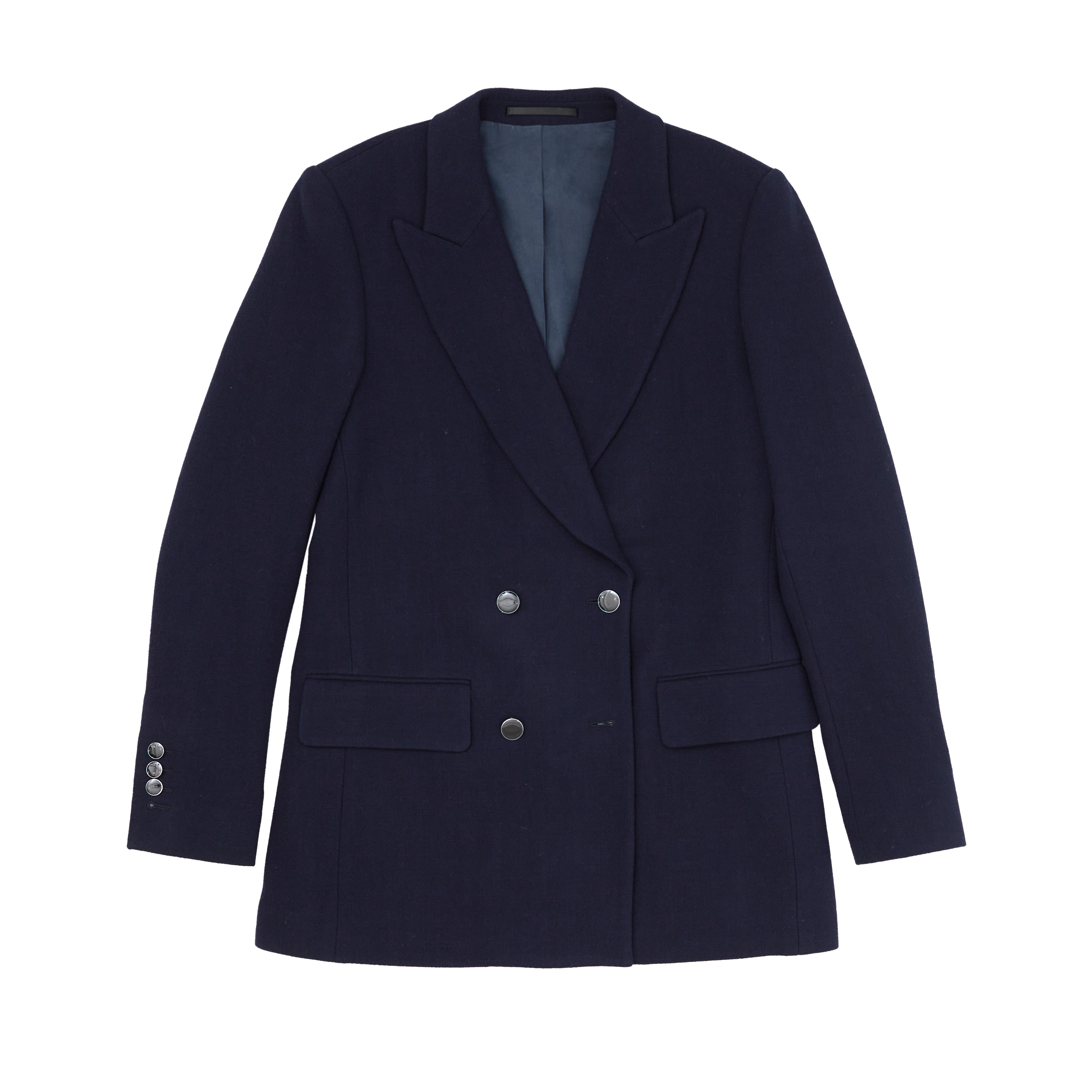 Navy Wool Crepe Blazer