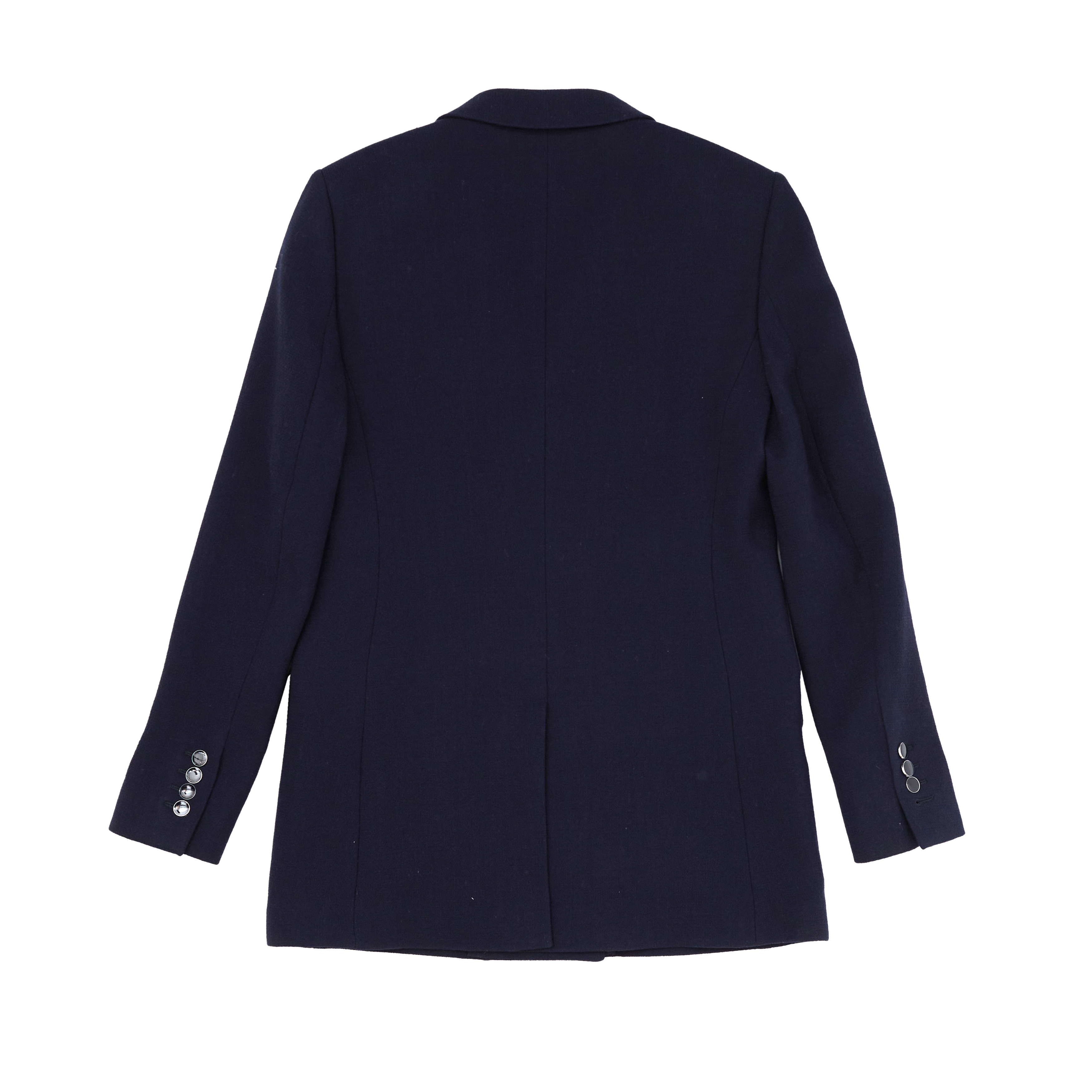 Navy Wool Crepe Blazer