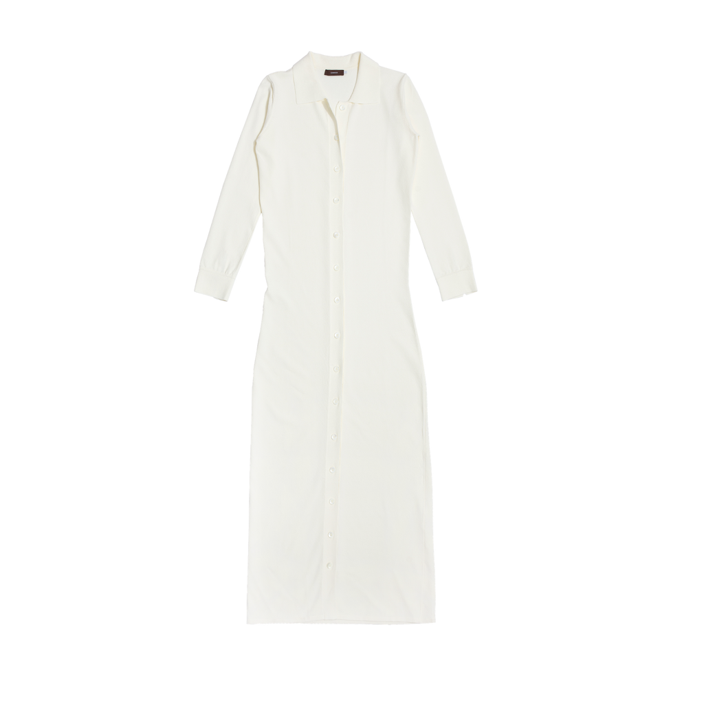 Off White Knitted Shirt Dress