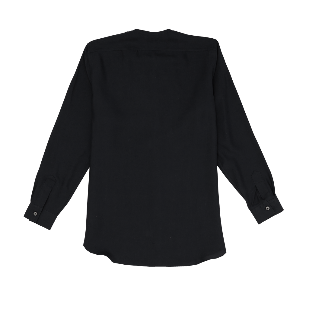 Black Silk Sans Collar Shirt