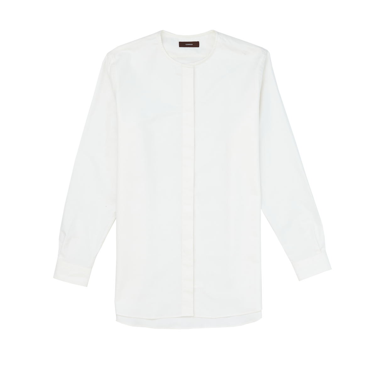 White Oxford Sans Collar Shirt | P Johnson