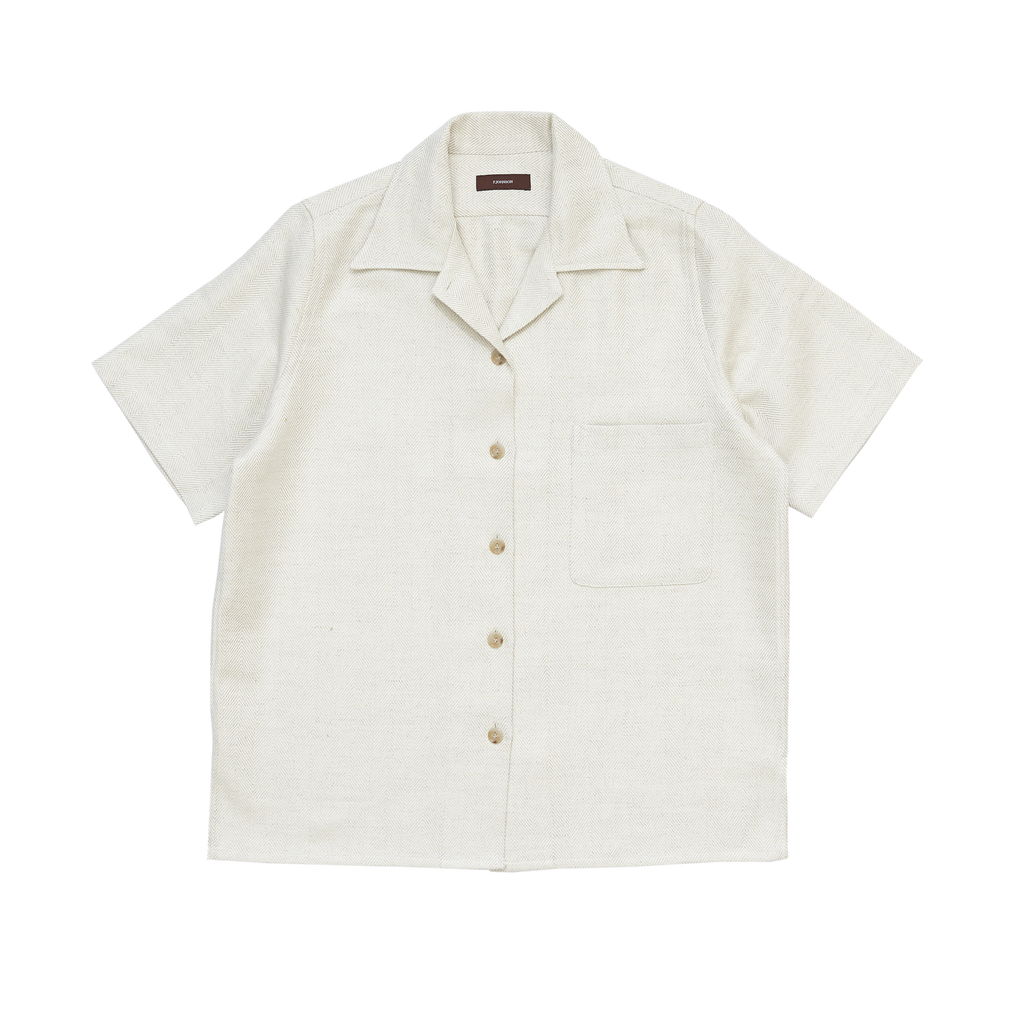 Natural Herringbone Short Sleeve Shirt
