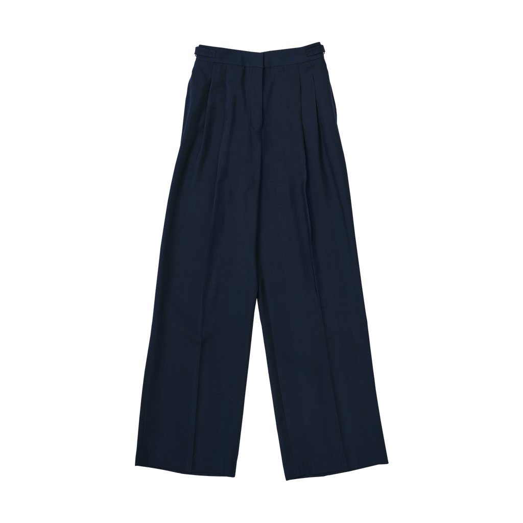 P Johnson Navy Silk Perriand Trousers