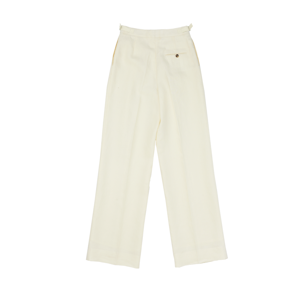 Buy Off White Cotton Cream Trouser Pant With Lader Design Pintux