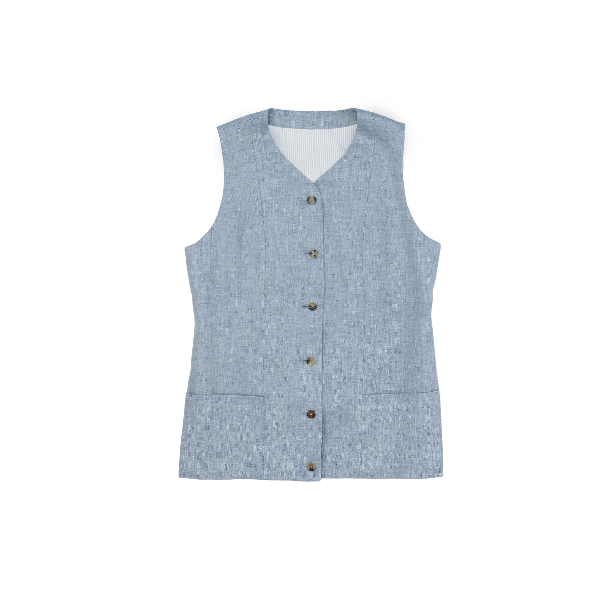 Light Blue Herringbone Gabrielle Top