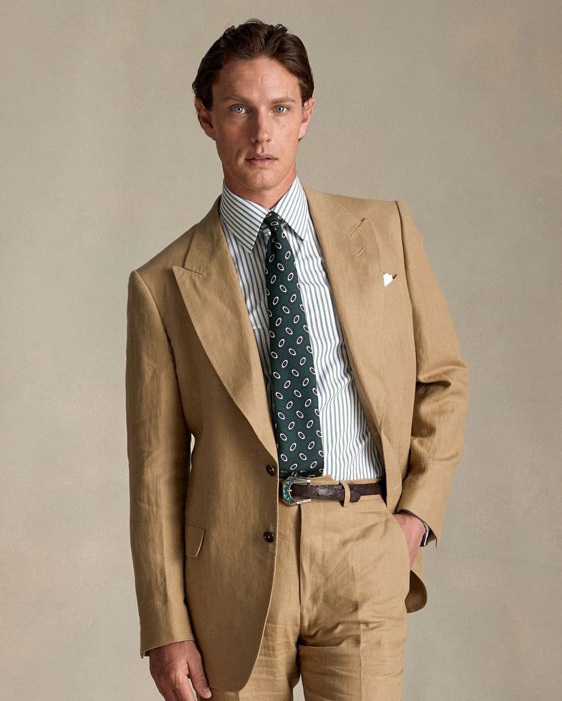 P Johnson Forest Green Dervio Print Tie