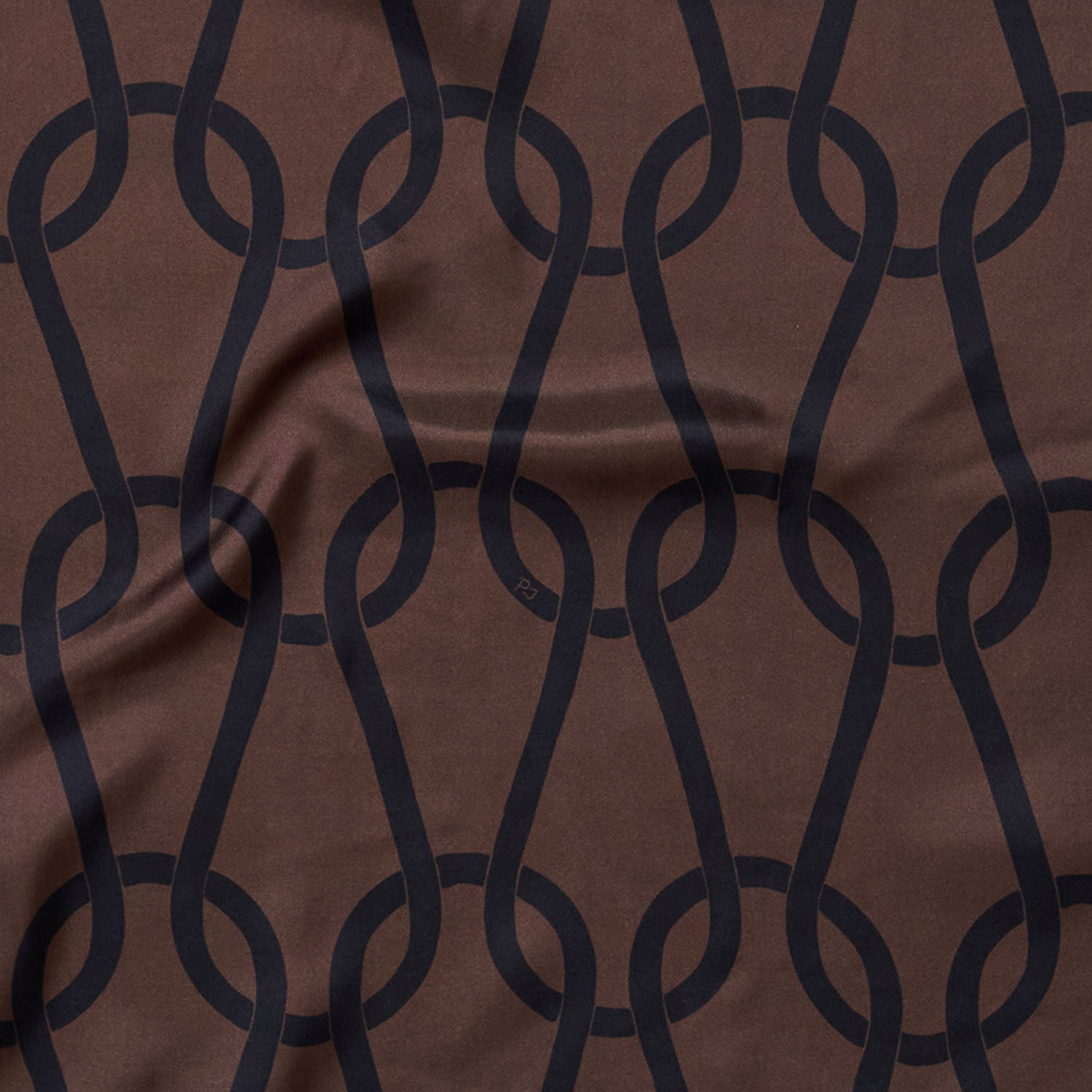 P Johnson Black on Chocolate Chain Silk Scarf