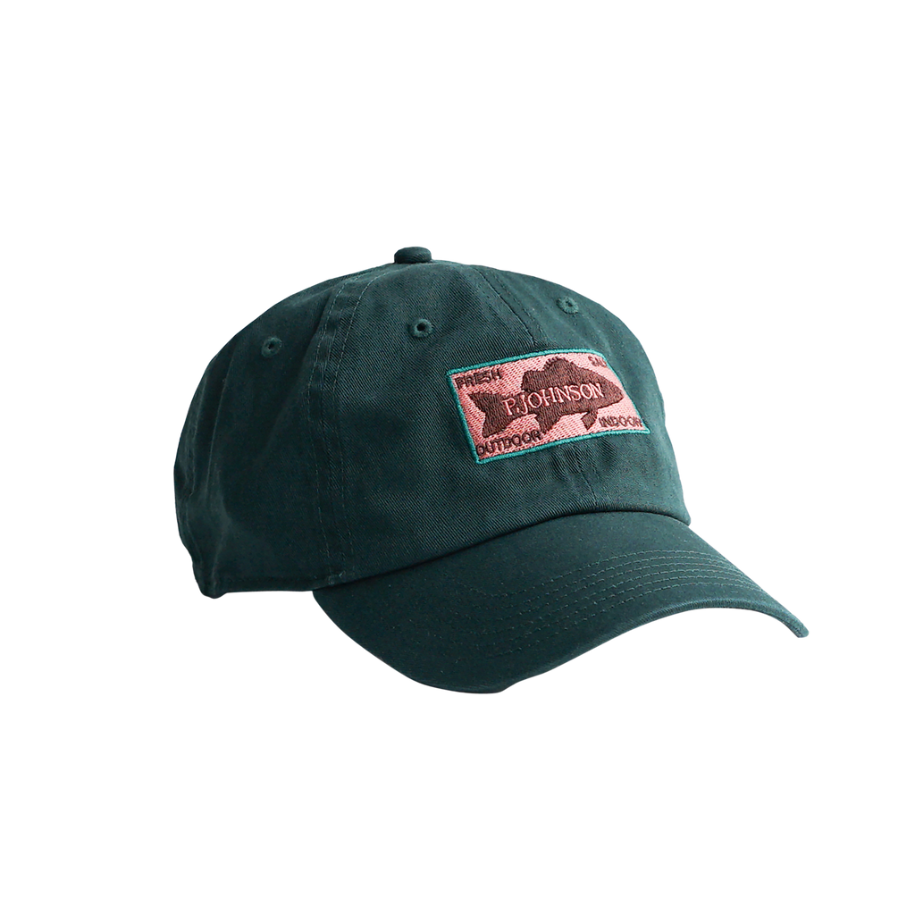 P Johnson Dartmouth Green Dad Cap with Fish Patch