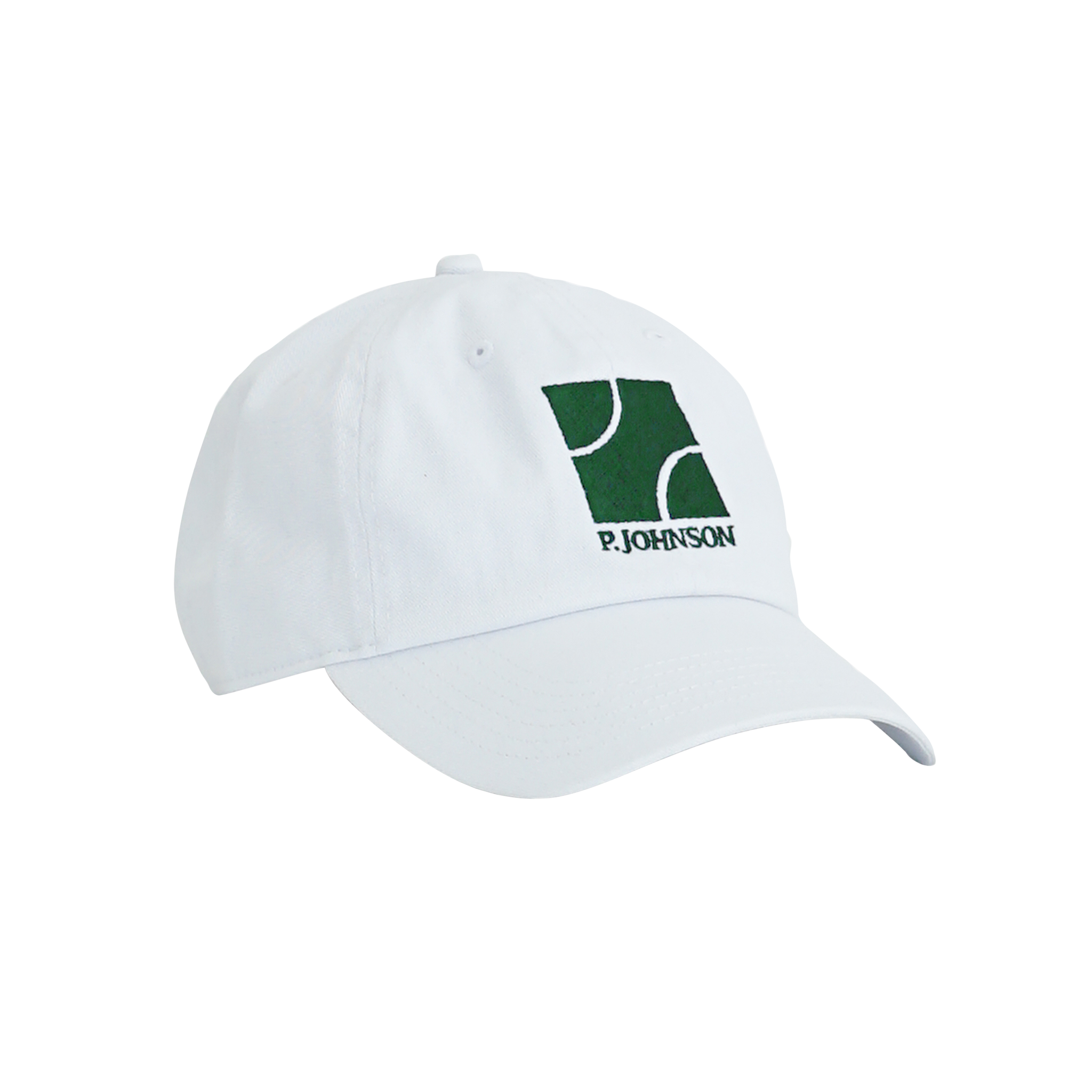 P Johnson White Tennis Dad Cap