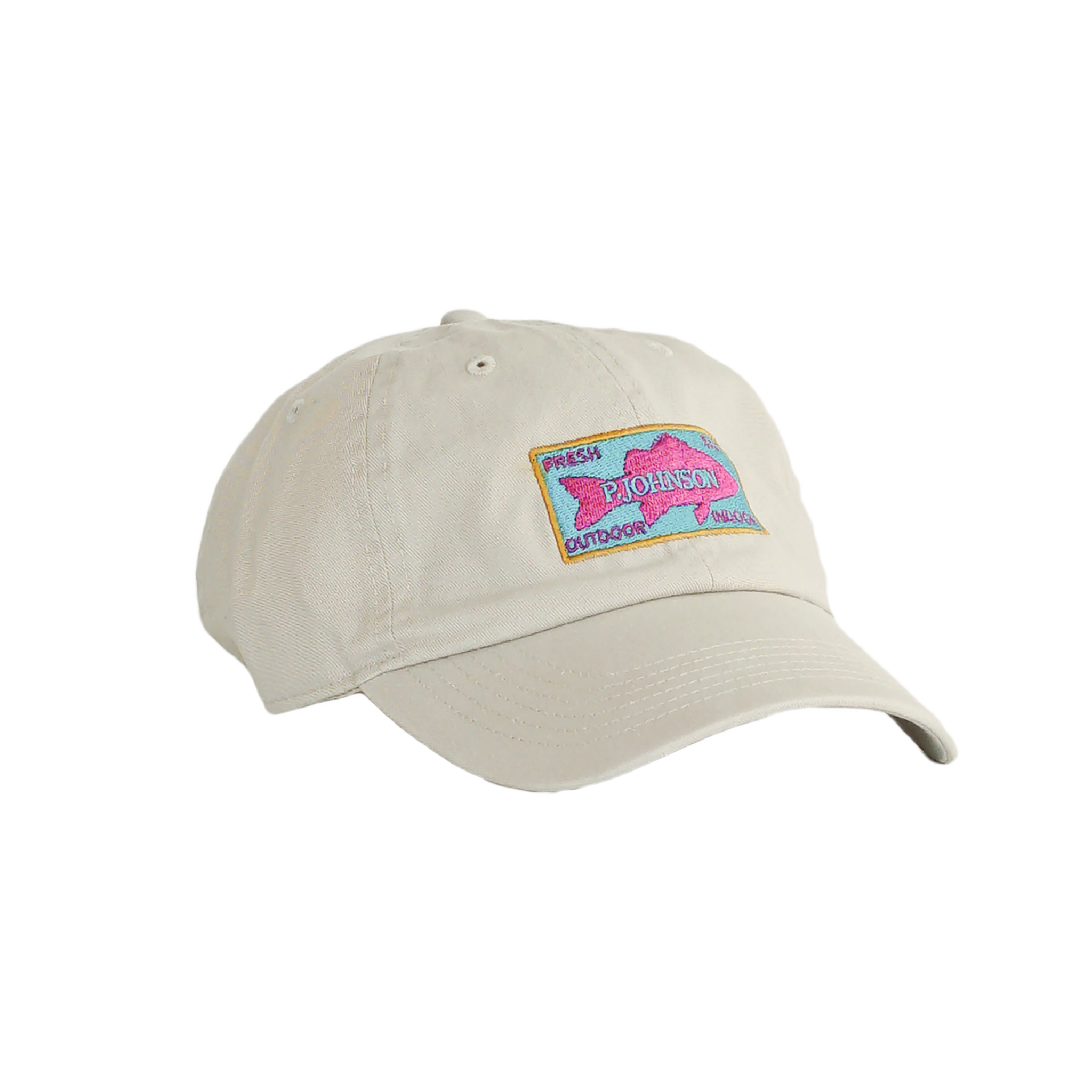 P Johnson Beige Fish Dad Cap