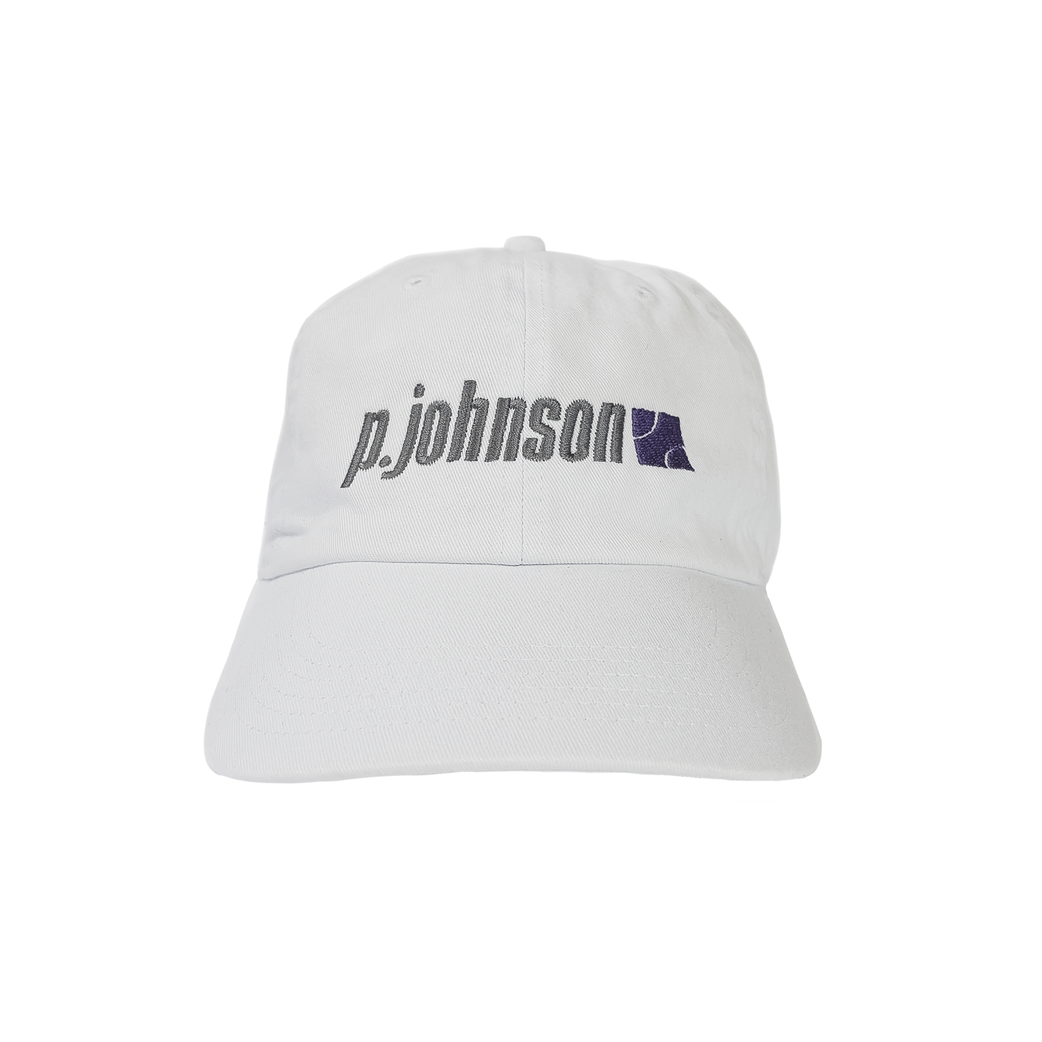 P Johnson White Tennis Dad Cap