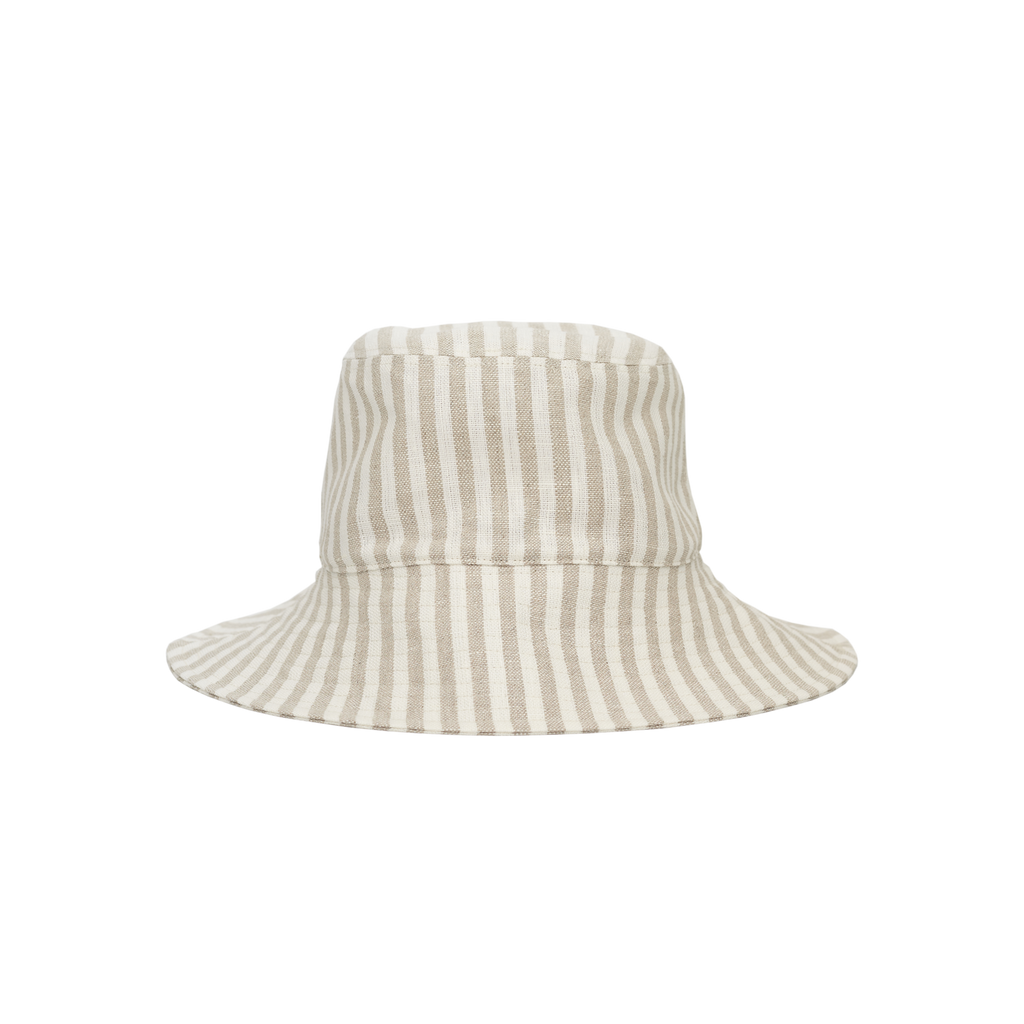 Natural Stripe Linen Femme Bucket Hat