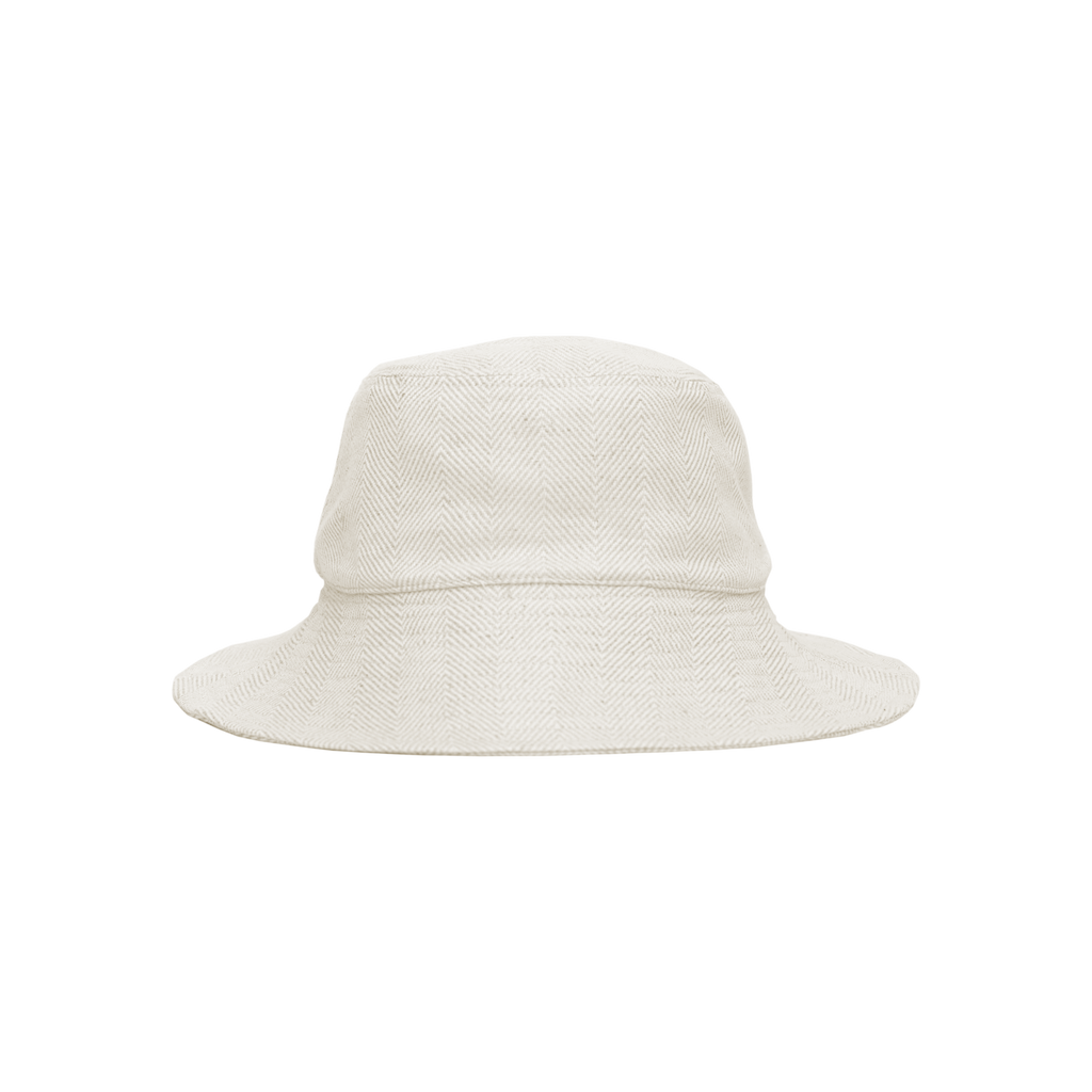 Natural Herringbone Linen Femme Bucket Hat