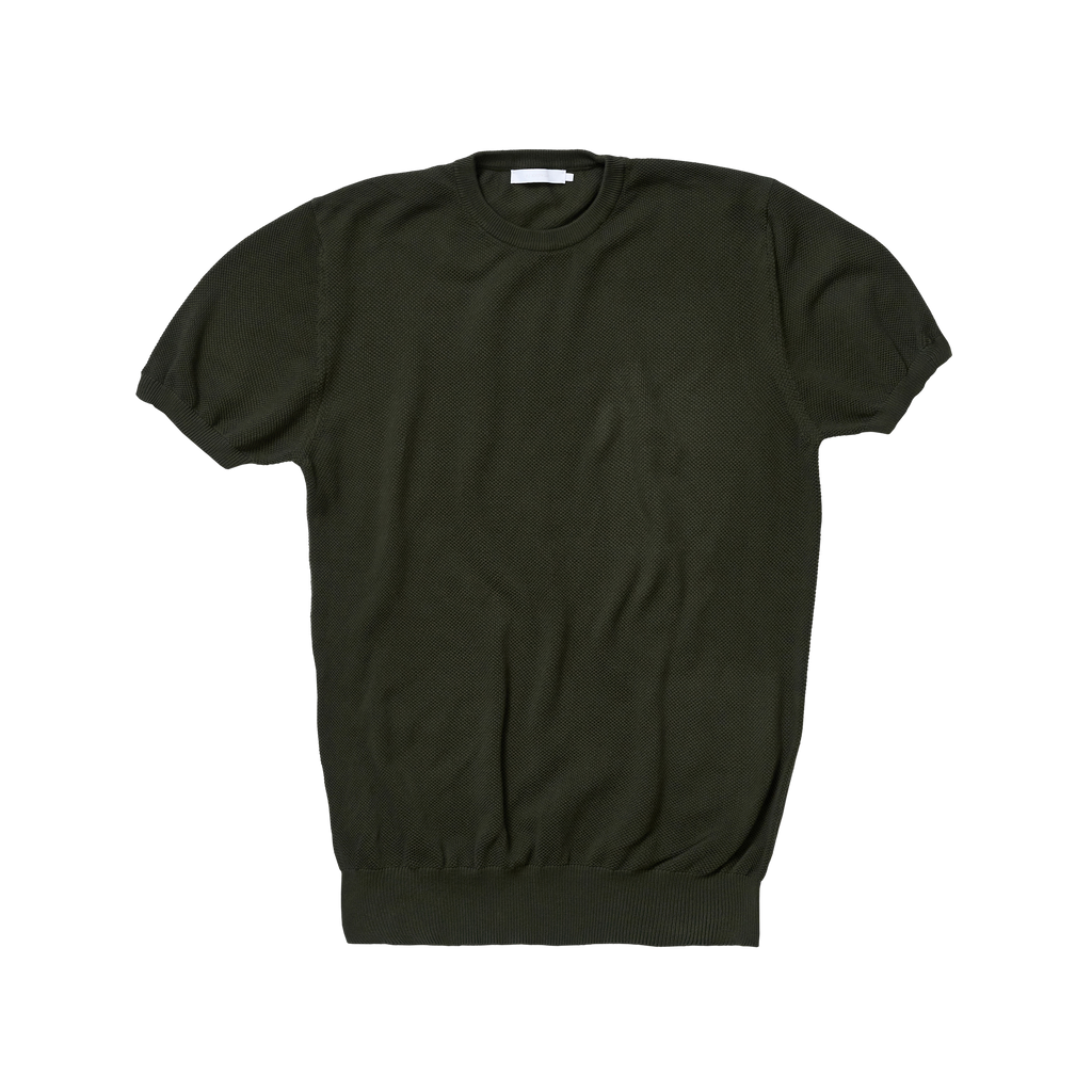 P Johnson Dark Green Cotton Honeycomb T-Shirt